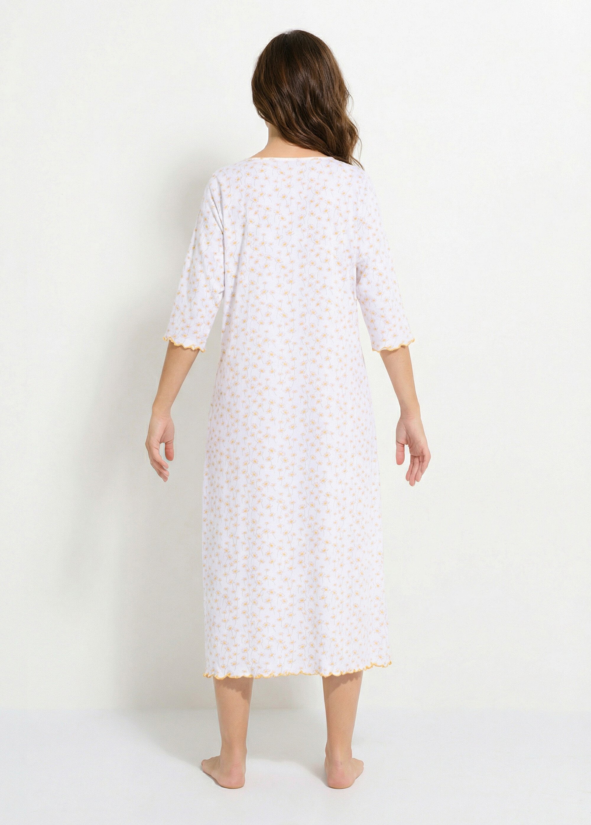 Chemise de nuit longue coton imprimé pâquerettes
