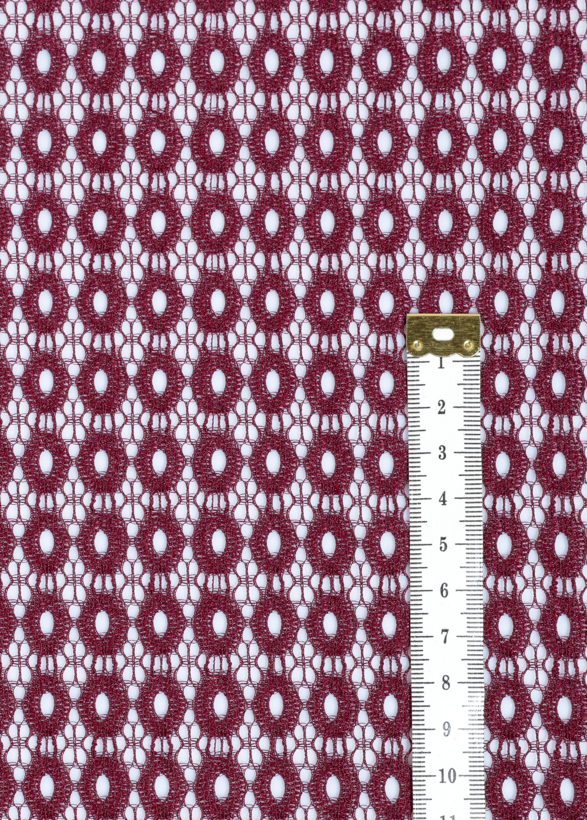 Coupon tissu habillement, guipure ovale ROUGE COT142634 DE1