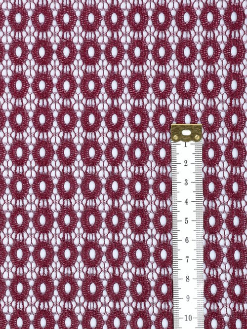 Coupon tissu habillement, guipure ovale ROUGE COT142634 DE1