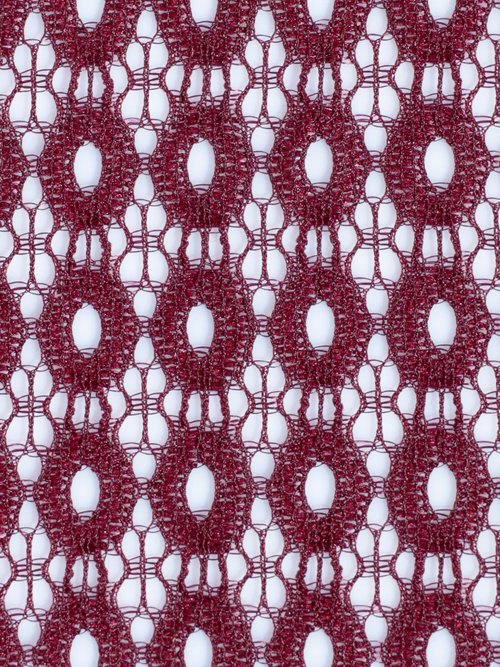 Coupon tissu habillement, guipure ovale ROUGE COT142634 DE2