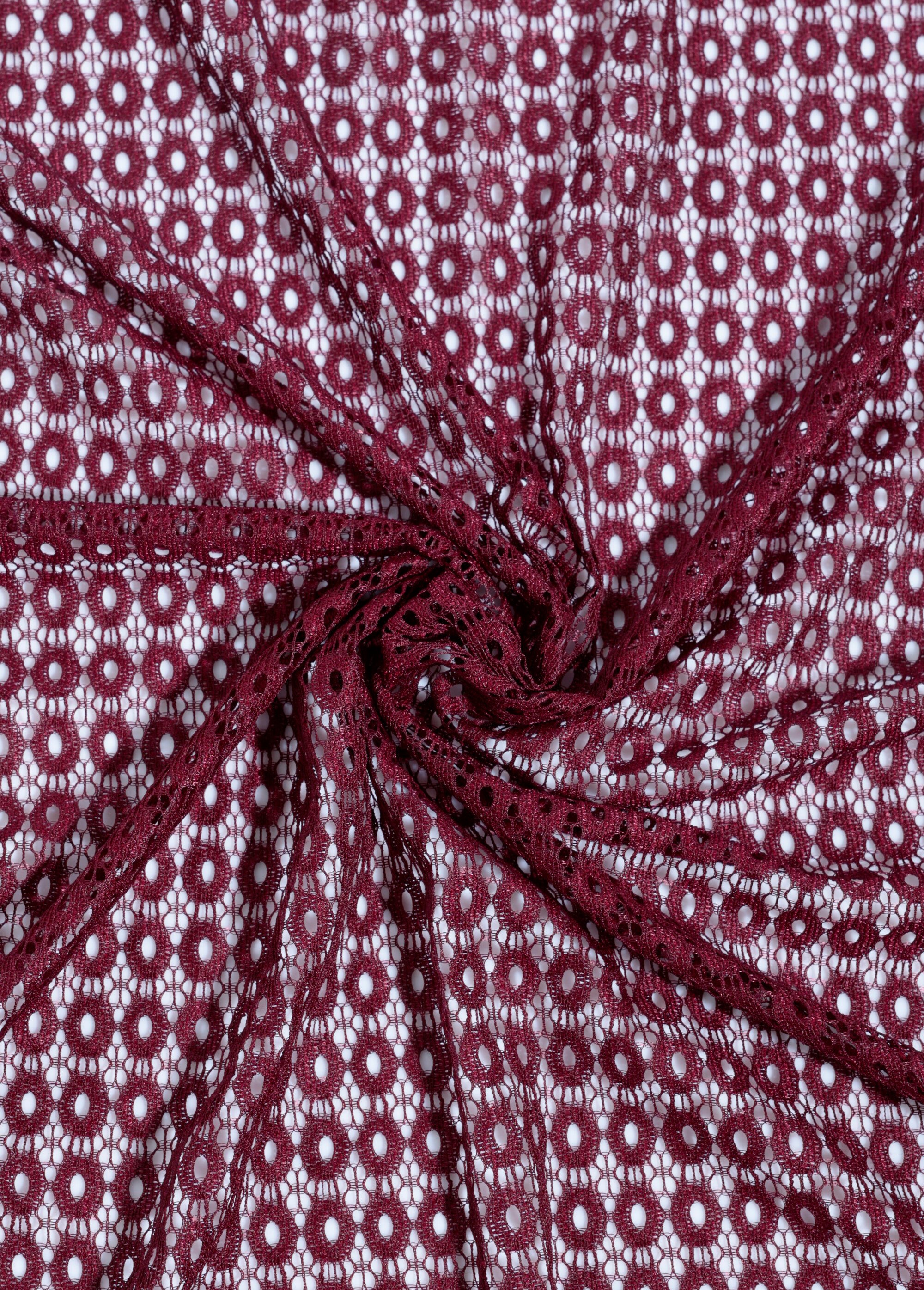 Coupon tissu habillement, guipure ovale ROUGE COT142634 FA1