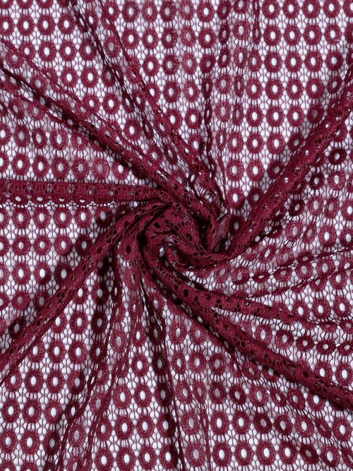 Coupon tissu habillement, guipure ovale ROUGE COT142634 FA1