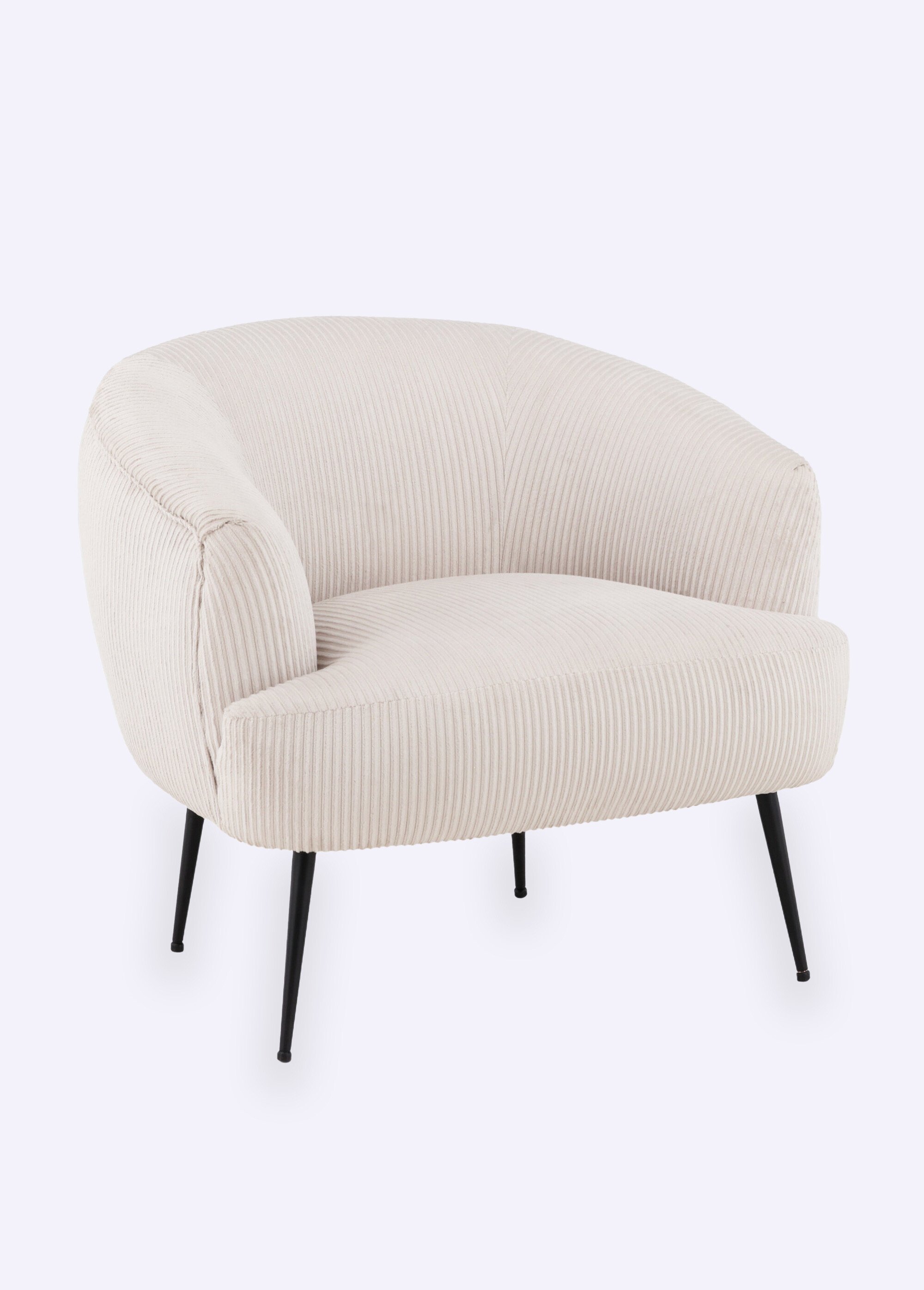 Fauteuil façon velours cotelé, pieds compas