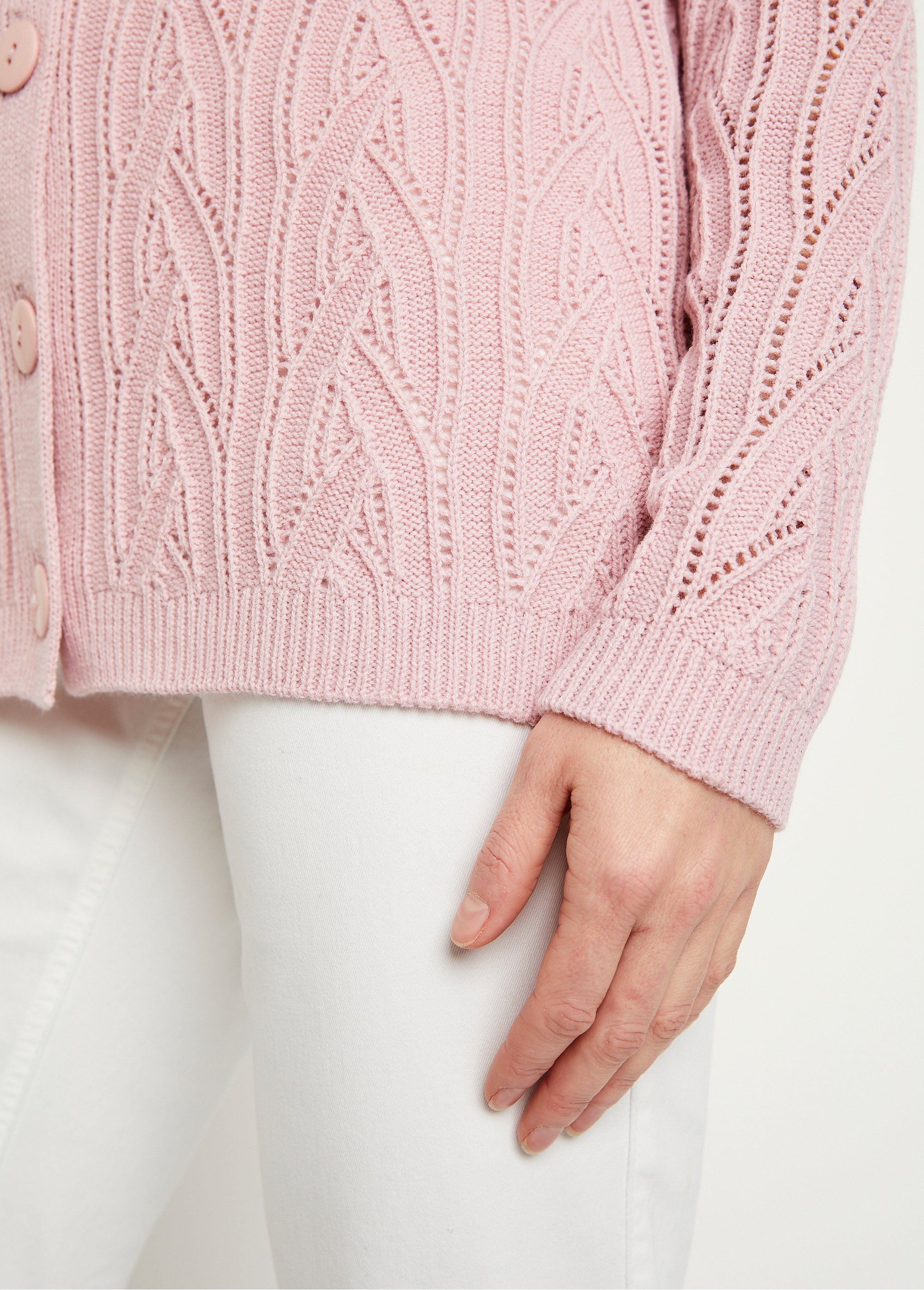 Gilet court boutonné ajouré Femme Rose MARTIN DE2