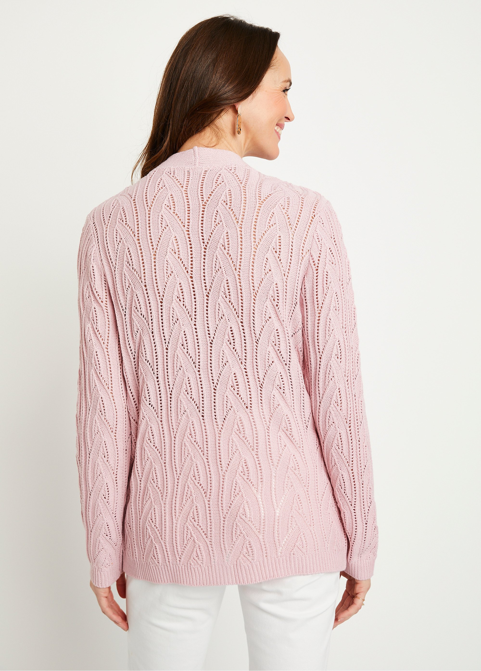 Gilet court boutonné ajouré Femme Rose MARTIN DO1