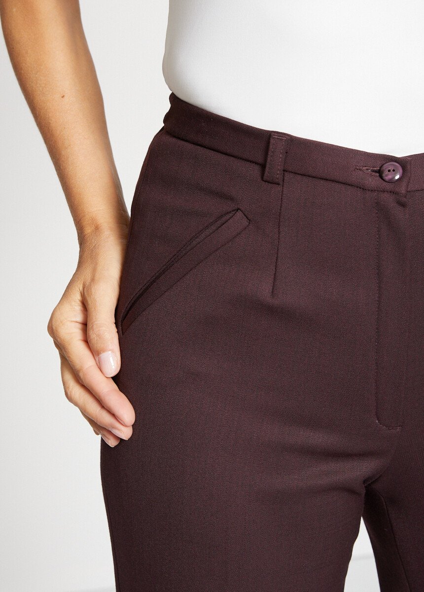 Pantalon taille semi-élastiquée droit Femme Violet NOROIT DE1