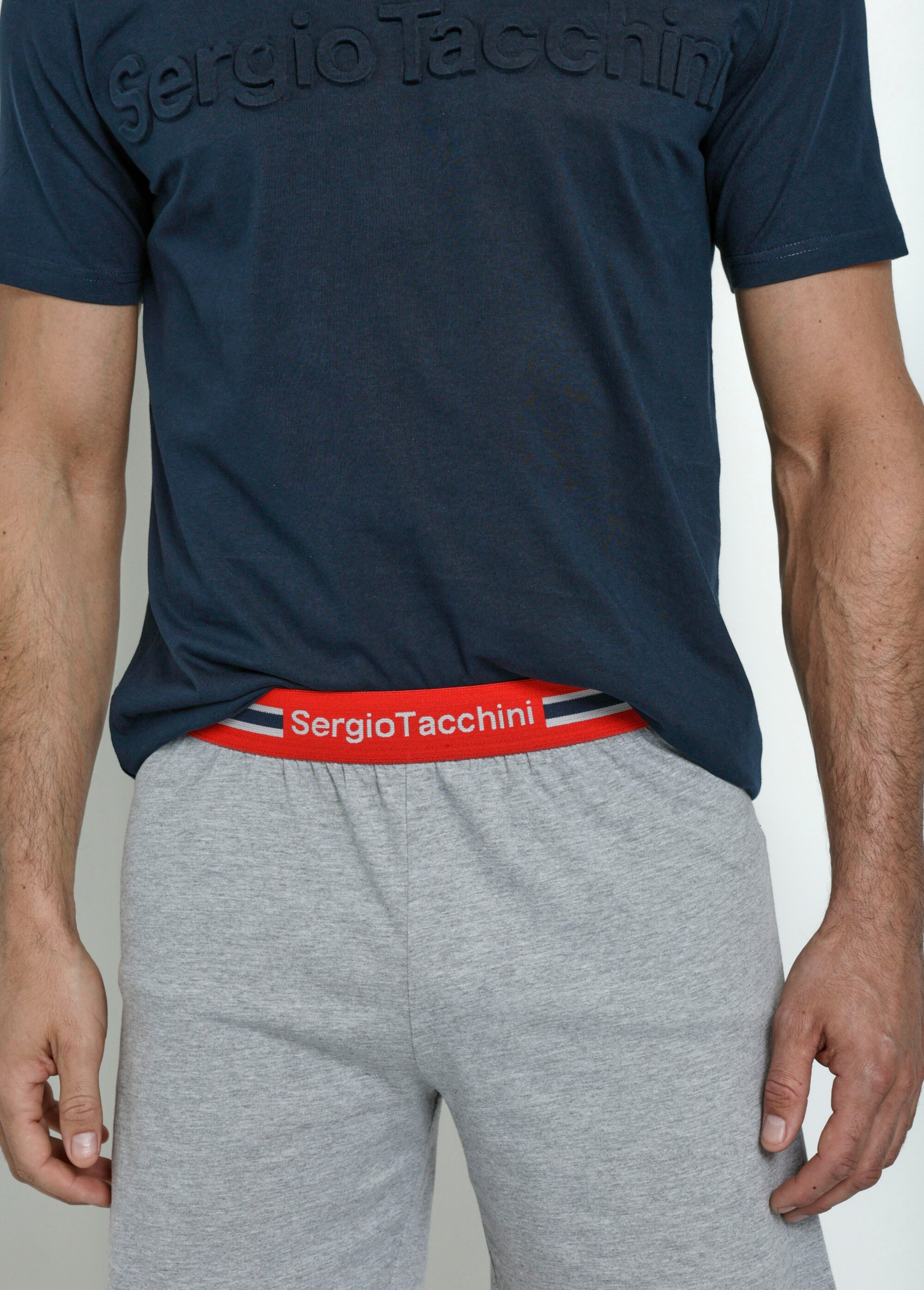 Pyjama short coton logo 3D, thème foncé
