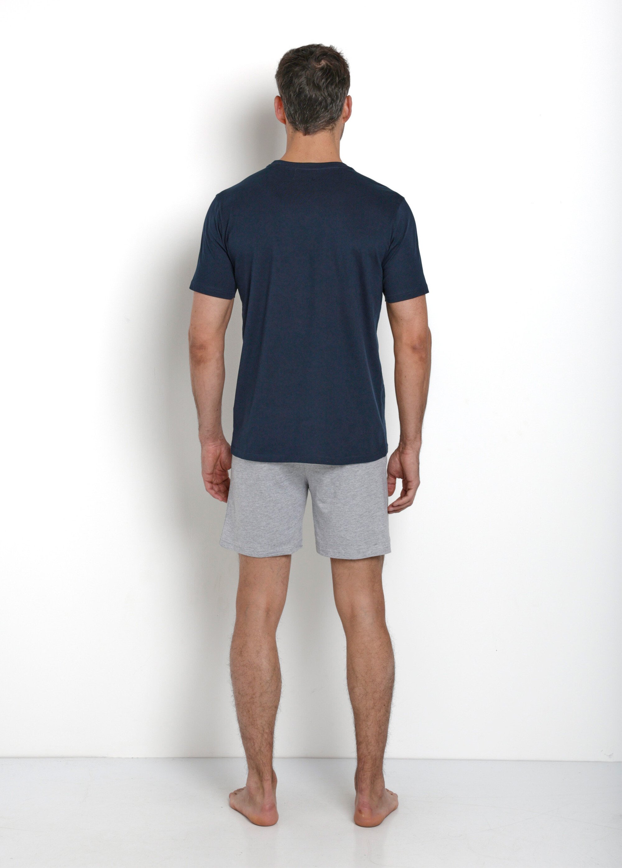 Pyjama short coton logo 3D, thème foncé