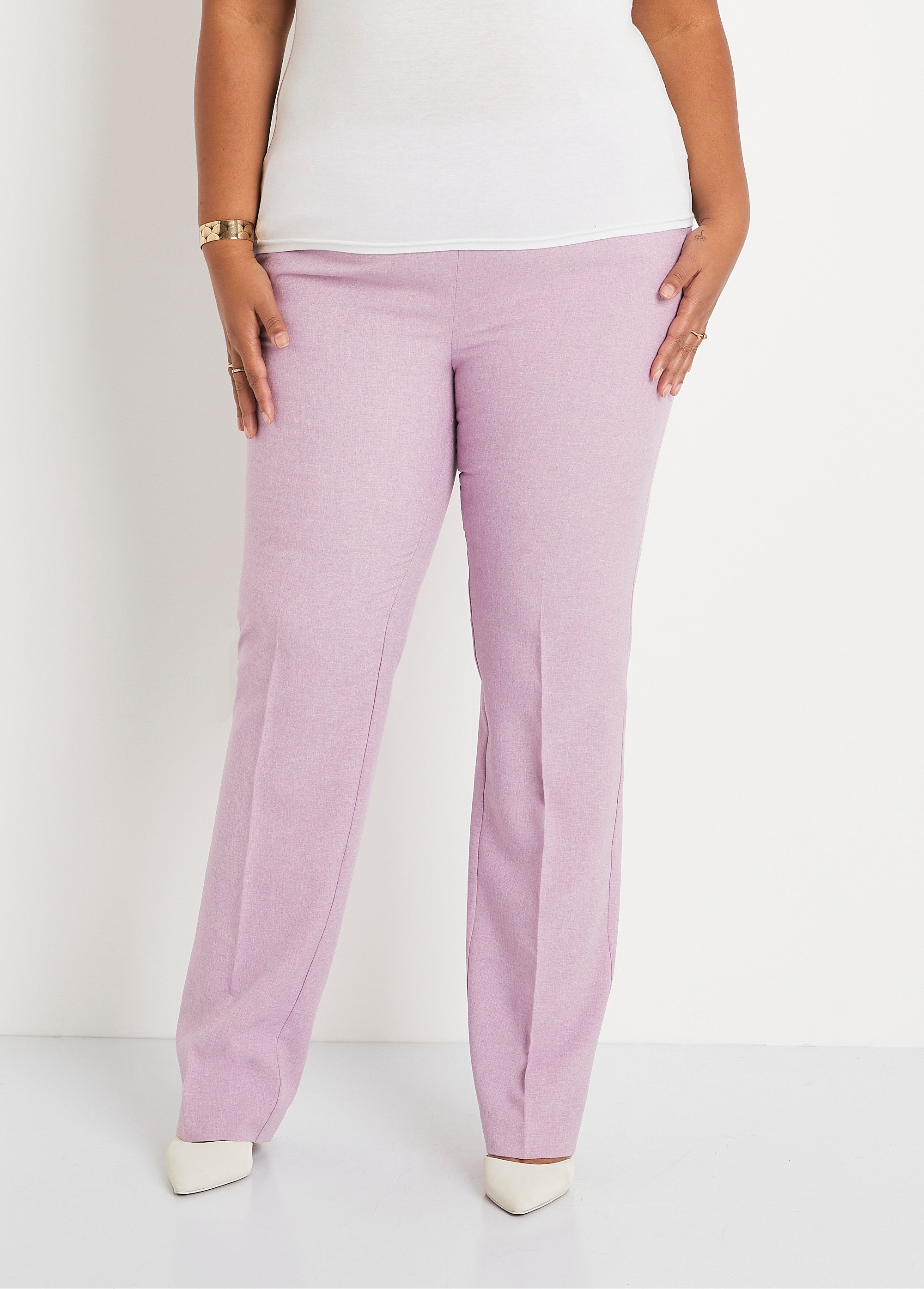 Pantalon droit ceinture semi-élastiquée