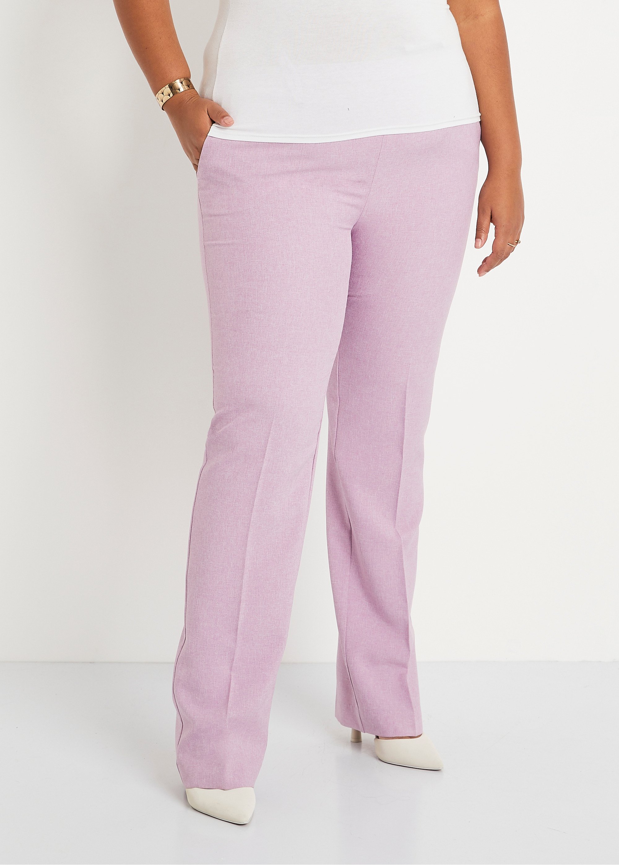 Pantalon droit ceinture semi-élastiquée Femme Grande Taille Violet NORVEGE FA2