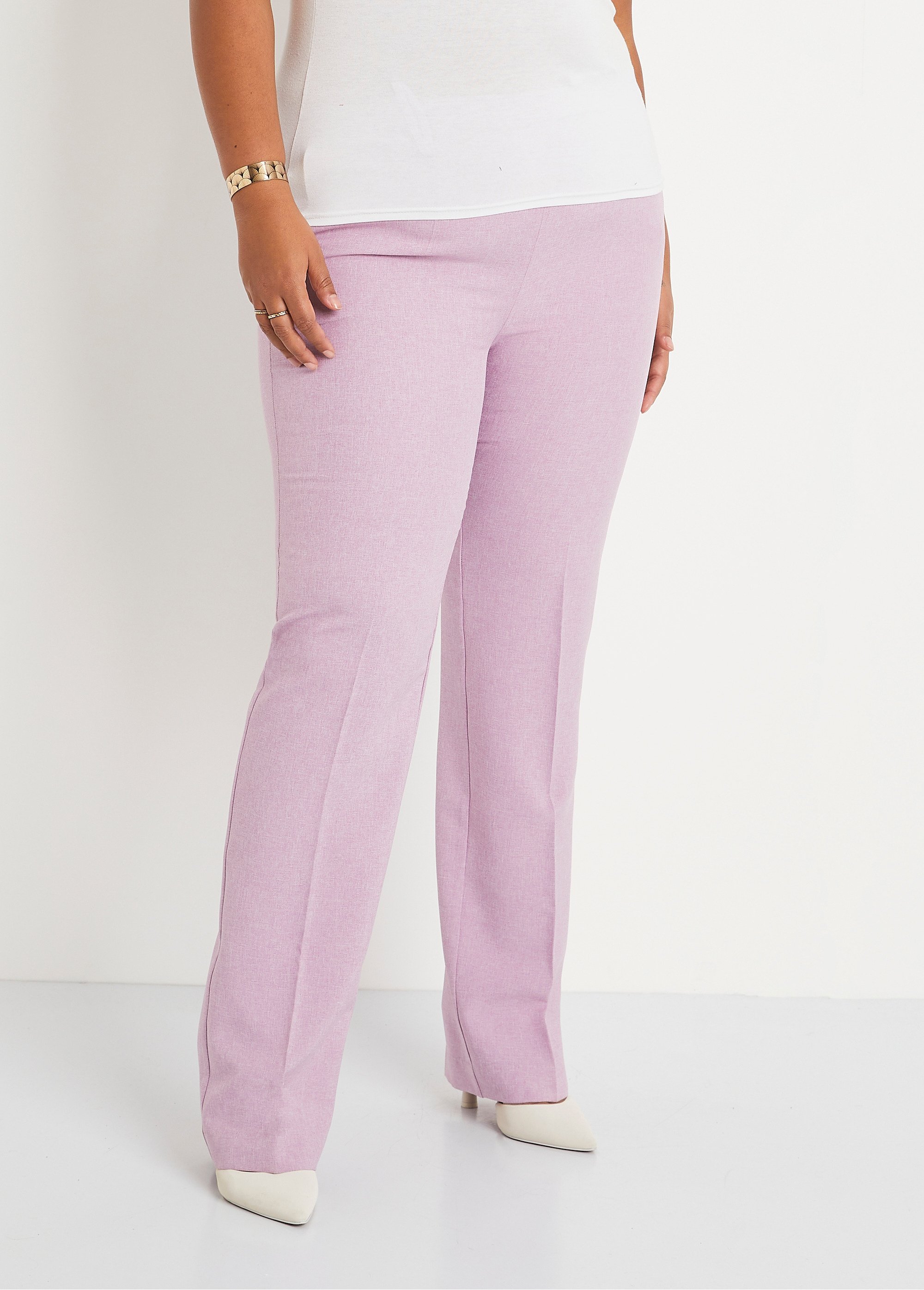 Pantalon droit ceinture semi-élastiquée Femme Grande Taille Violet NORVEGE FA3
