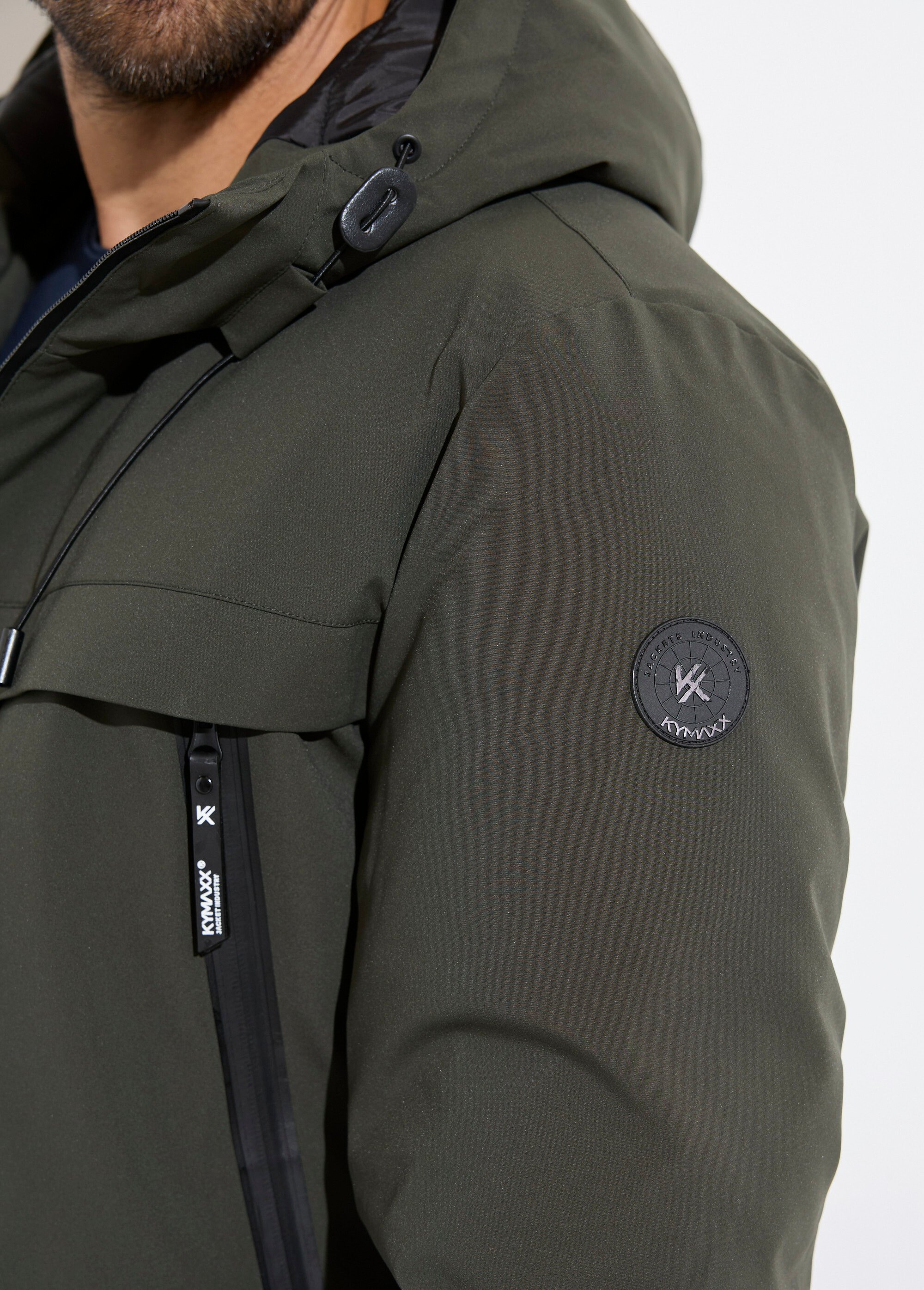 Parka chaude zippée déperlante à capuche Homme Vert KYM5333 DE2