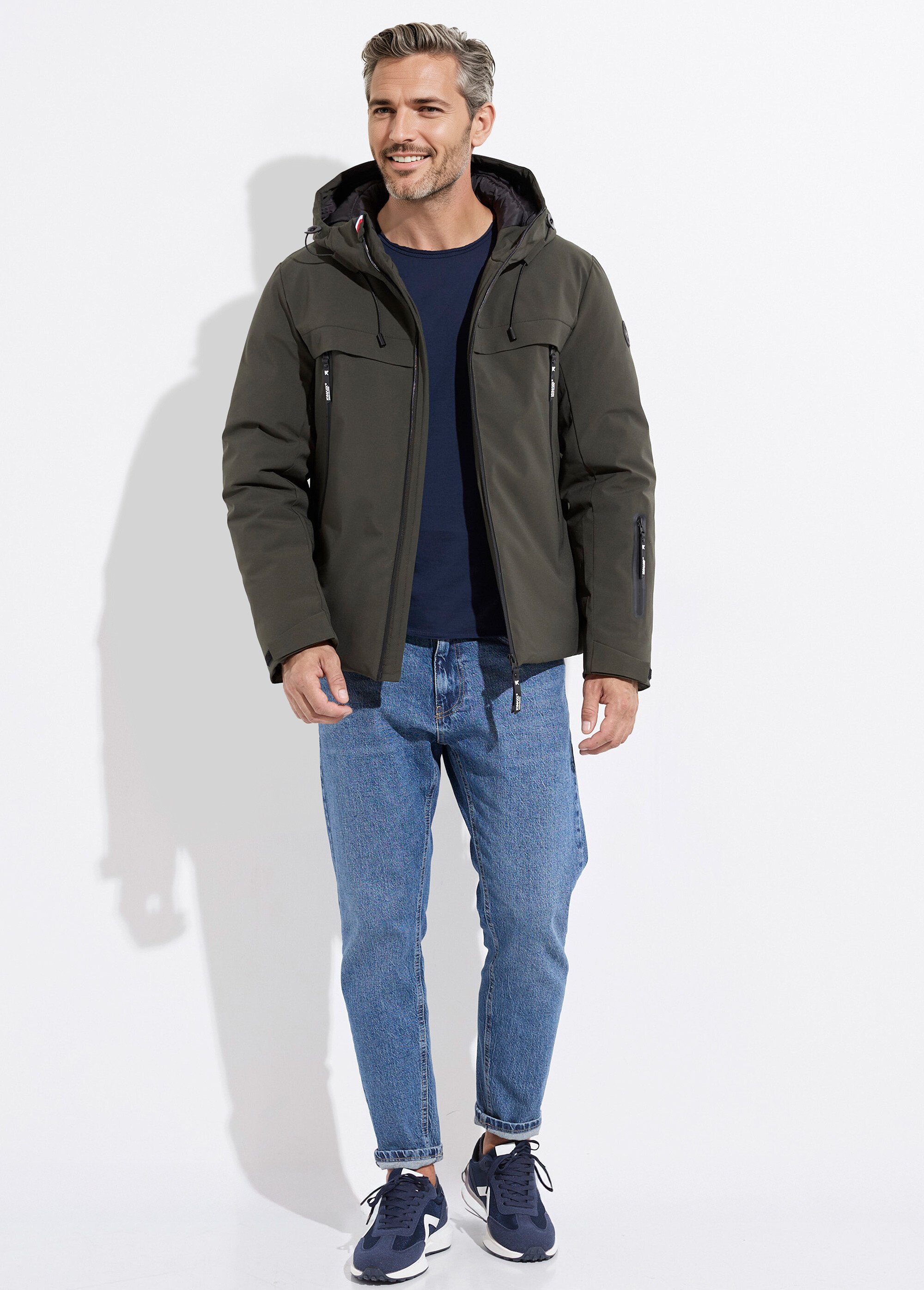 Parka chaude zippée déperlante à capuche Homme Vert KYM5333 SF1