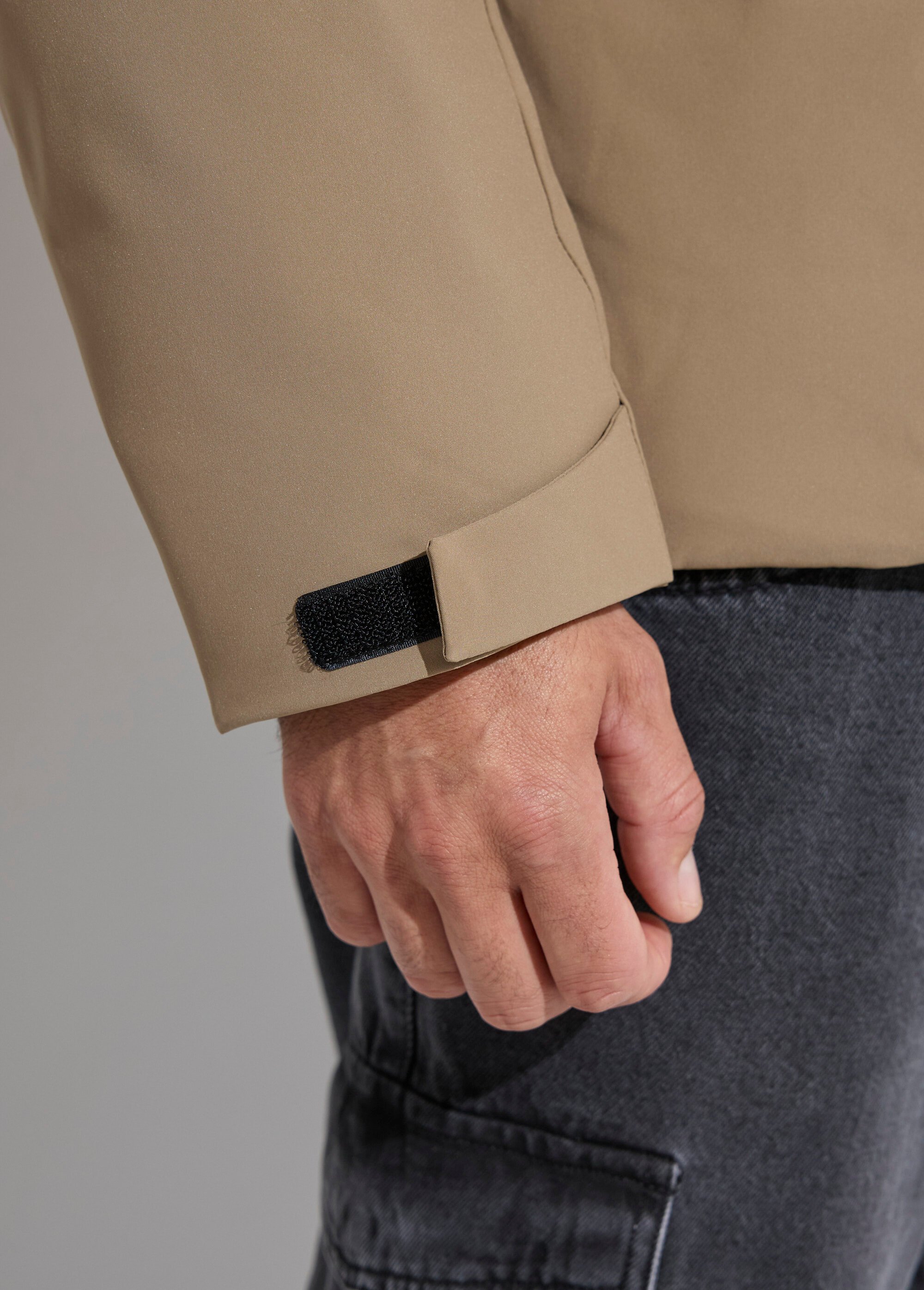 Parka chaude zippée déperlante à capuche Homme Beige KYM5333 DE2