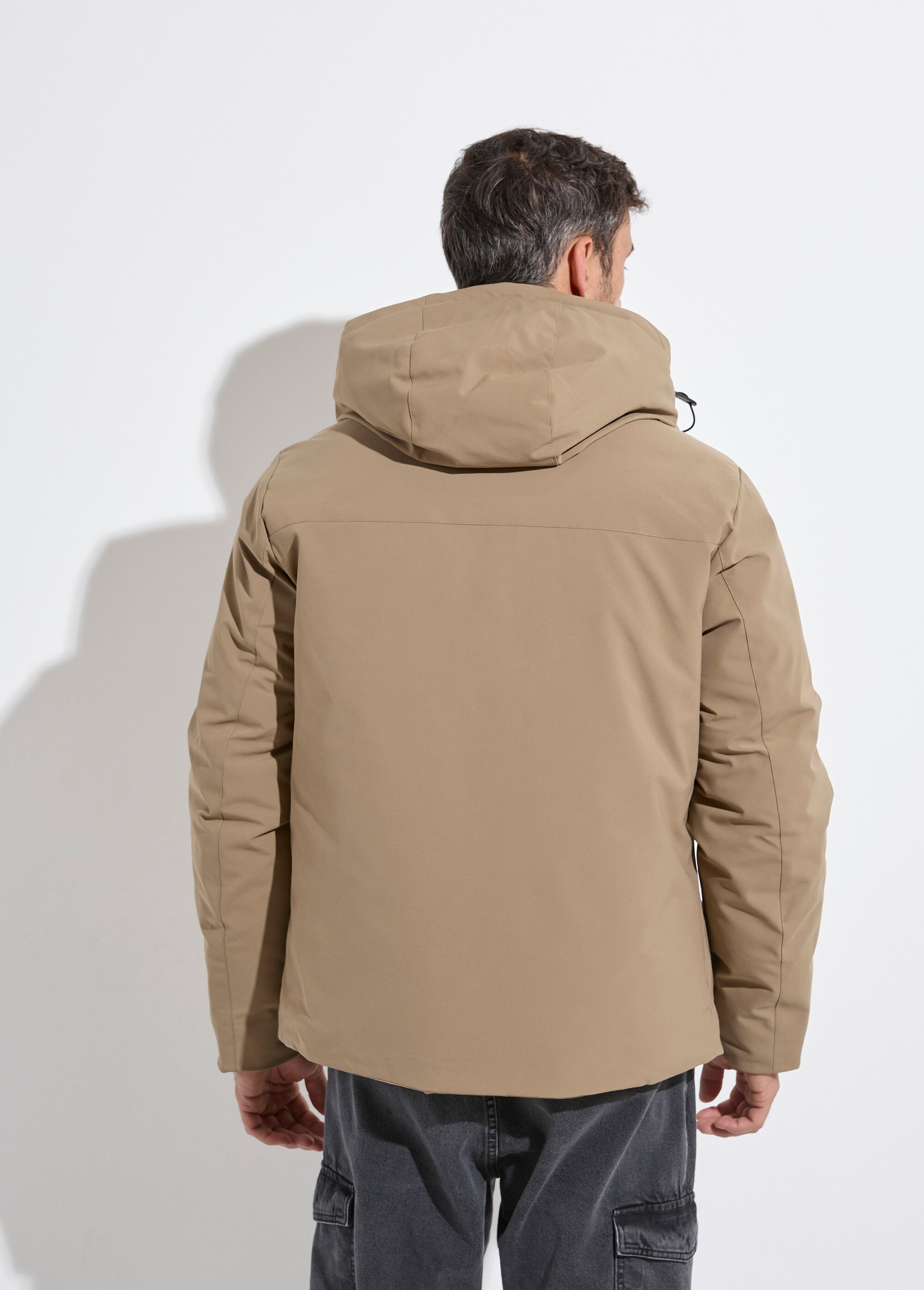 Parka chaude zippée déperlante à capuche Homme Beige KYM5333 DO1