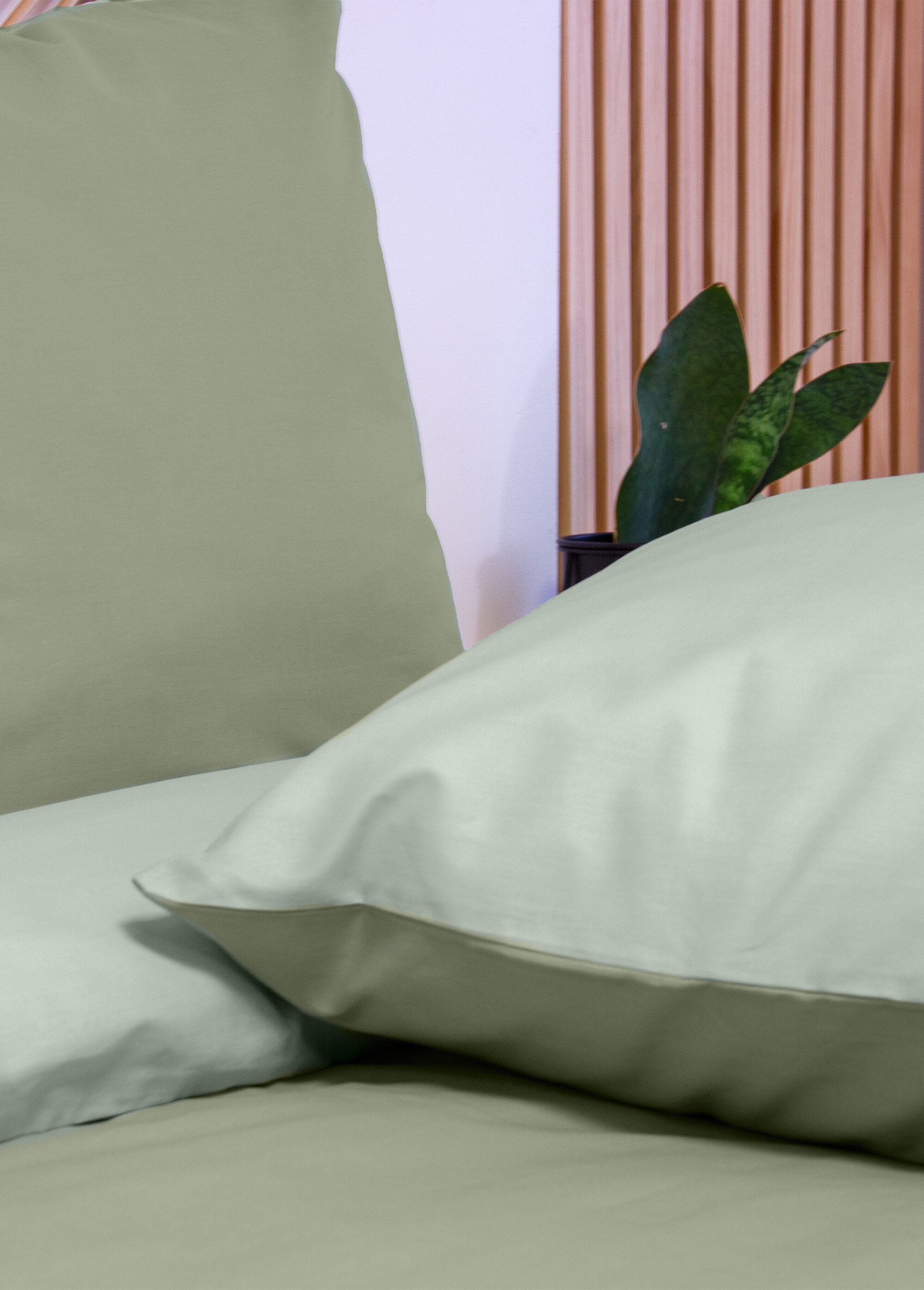 Parure housse de couette bicolore, coton Vert TIS-SAULE DE1