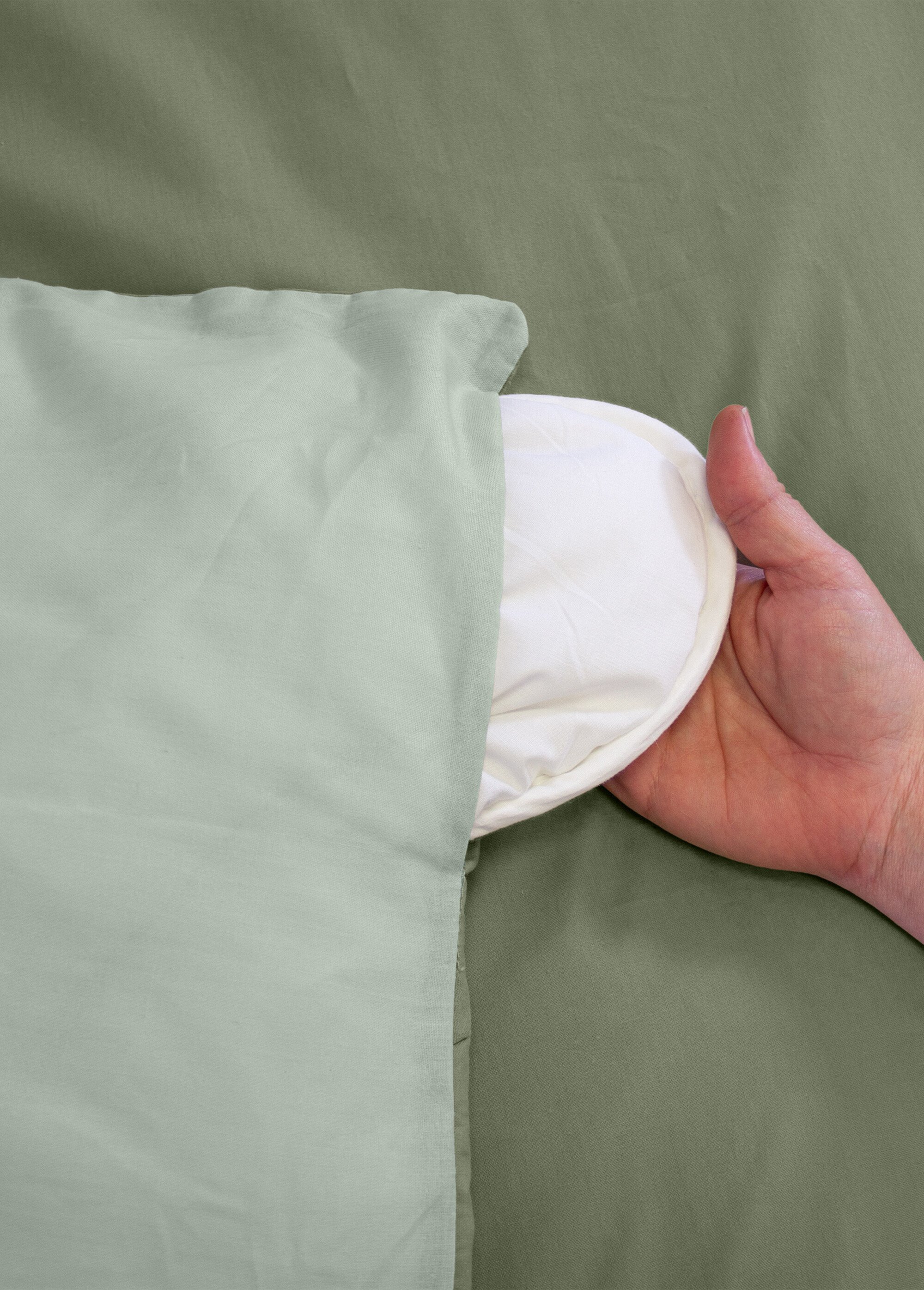 Parure housse de couette bicolore, coton Vert TIS-SAULE DE2