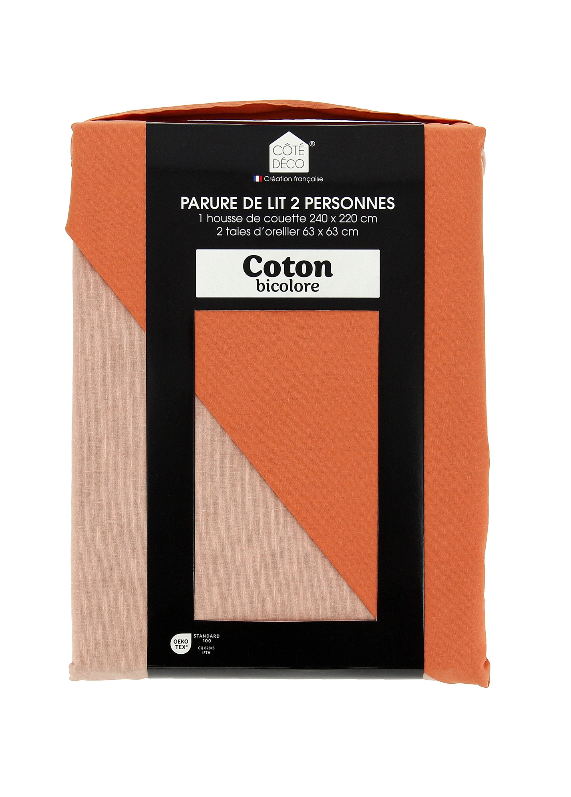 Parure housse de couette bicolore, coton Orange TIS-SAULE AP1