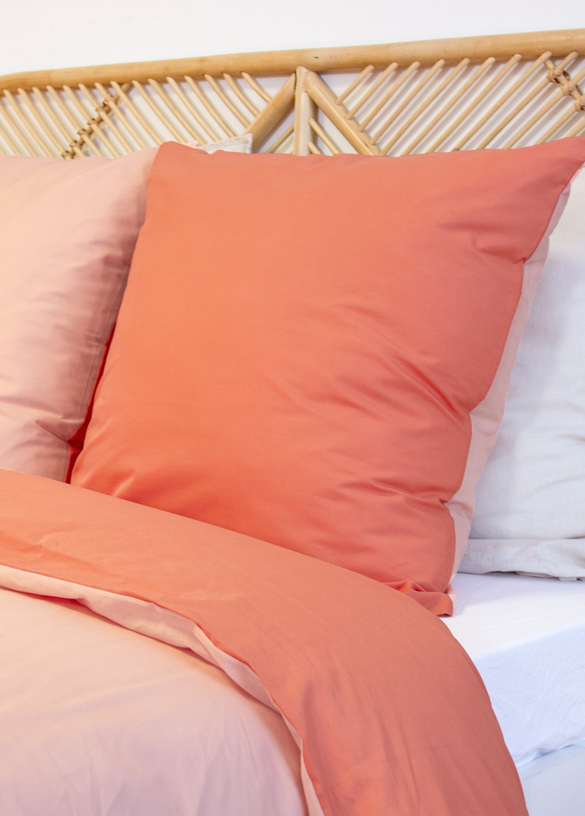 Parure housse de couette bicolore, coton Orange TIS-SAULE DE1