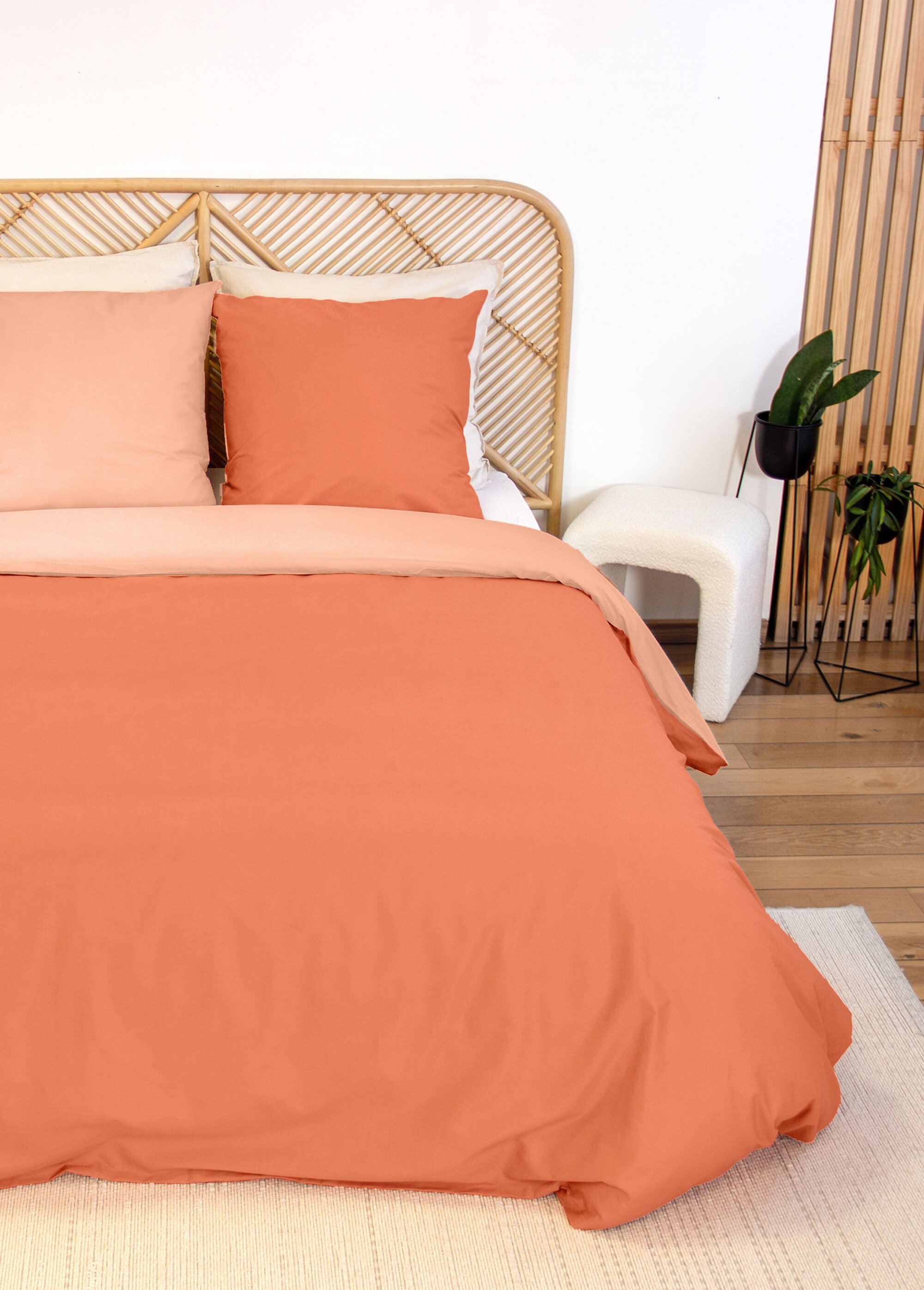 Parure housse de couette bicolore, coton Orange TIS-SAULE FA1
