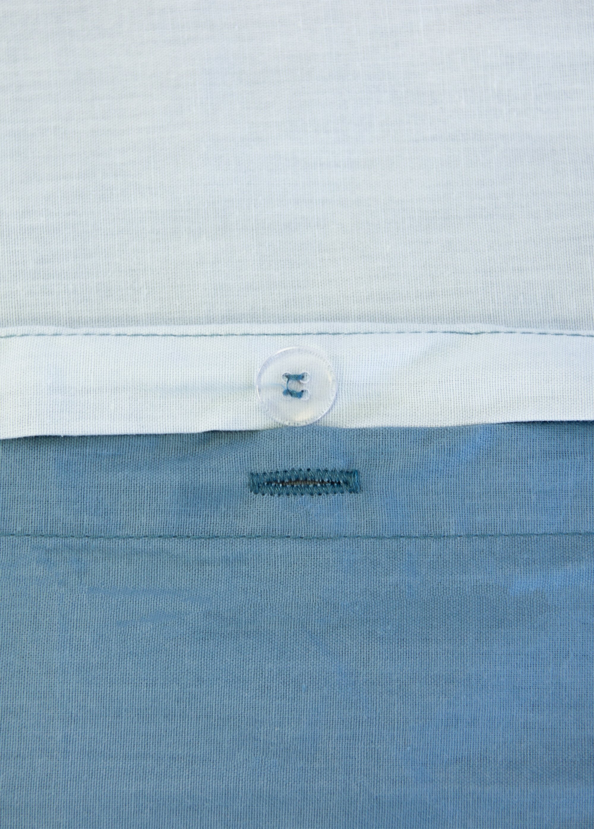 Parure housse de couette bicolore, coton Bleu TIS-SAULE DE3