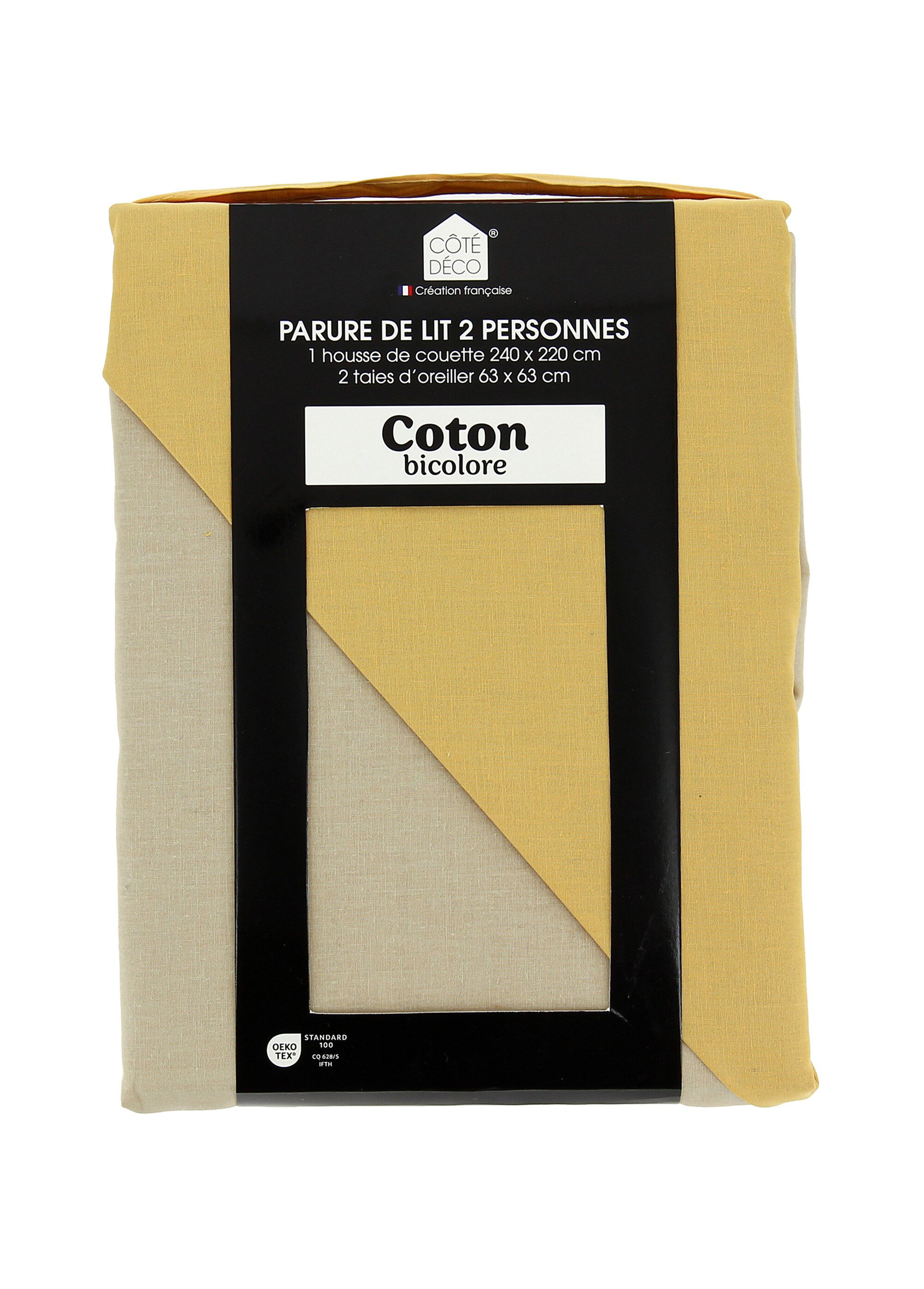 Parure housse de couette bicolore, coton Doré TIS-SAULE AP1