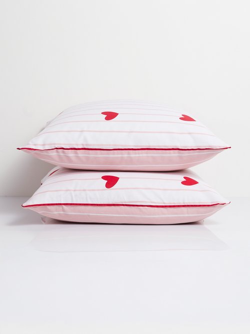Parure housse de couette coton, cœurs Rouge ZAC-AIMEE DE2