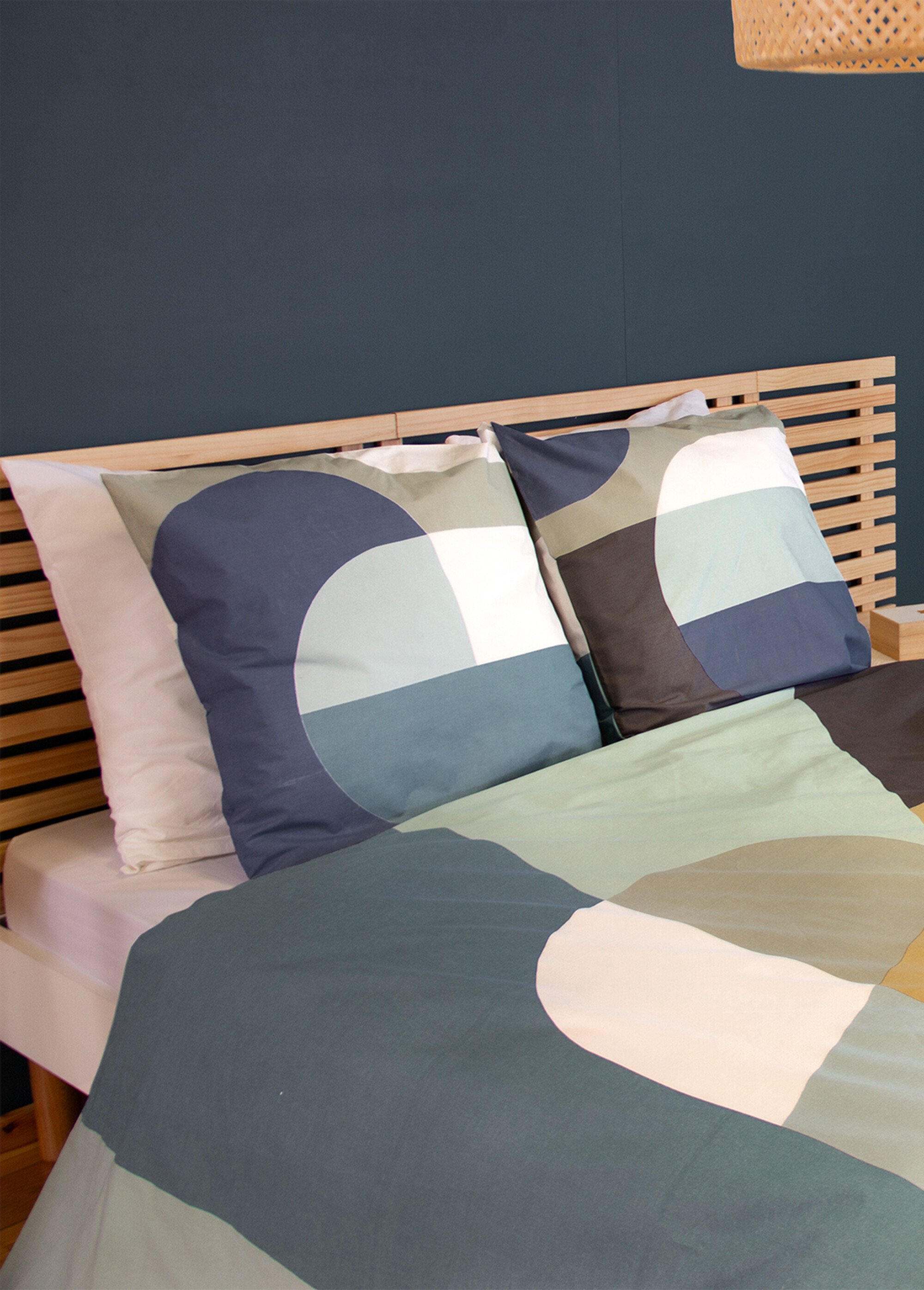 Parure housse de couette coton, geometric Bleu TIS-JOELLE DE1