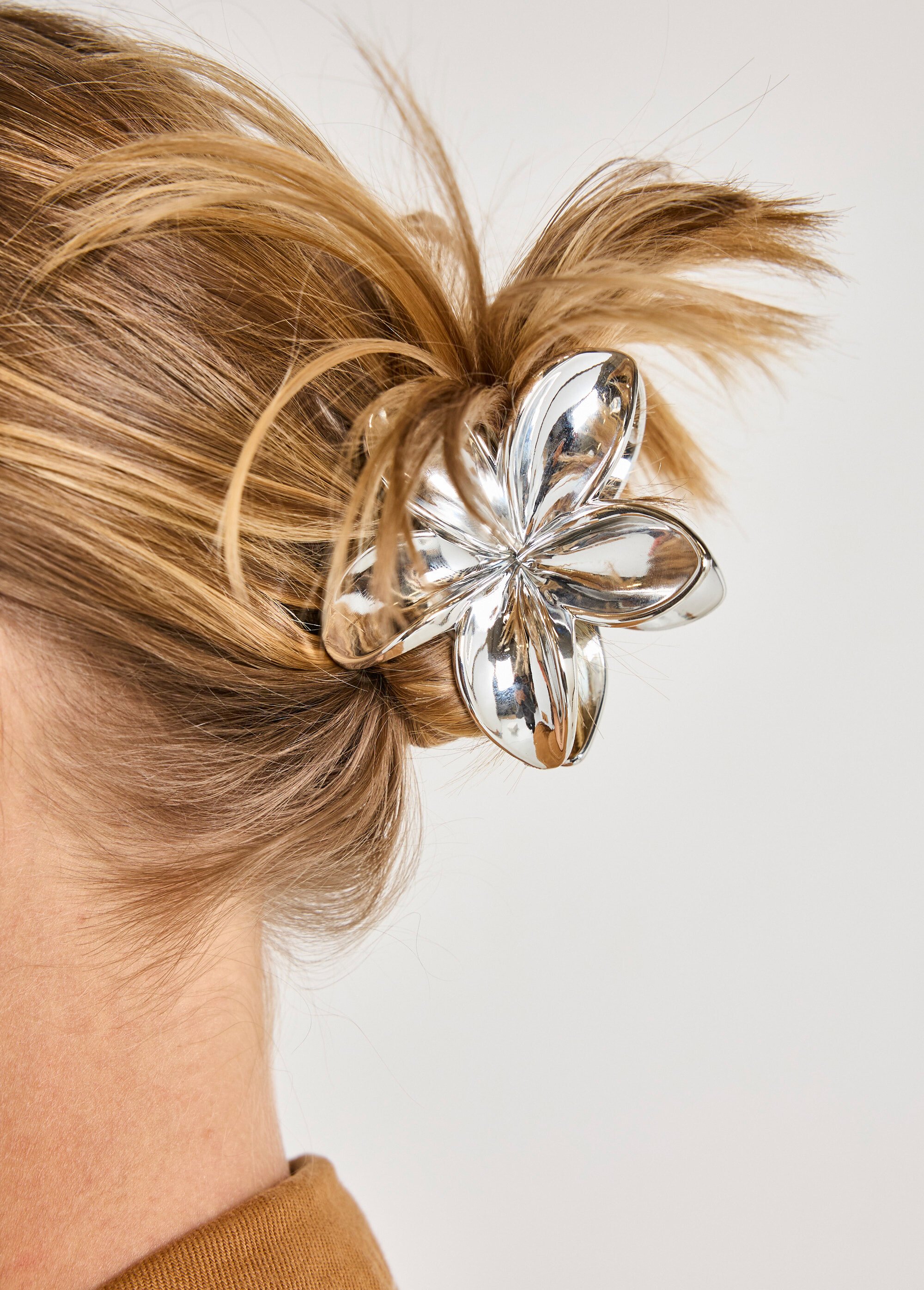 Pince à cheveux clip forme fleur Femme Argenté AE-PINCHEFLEUR DE3