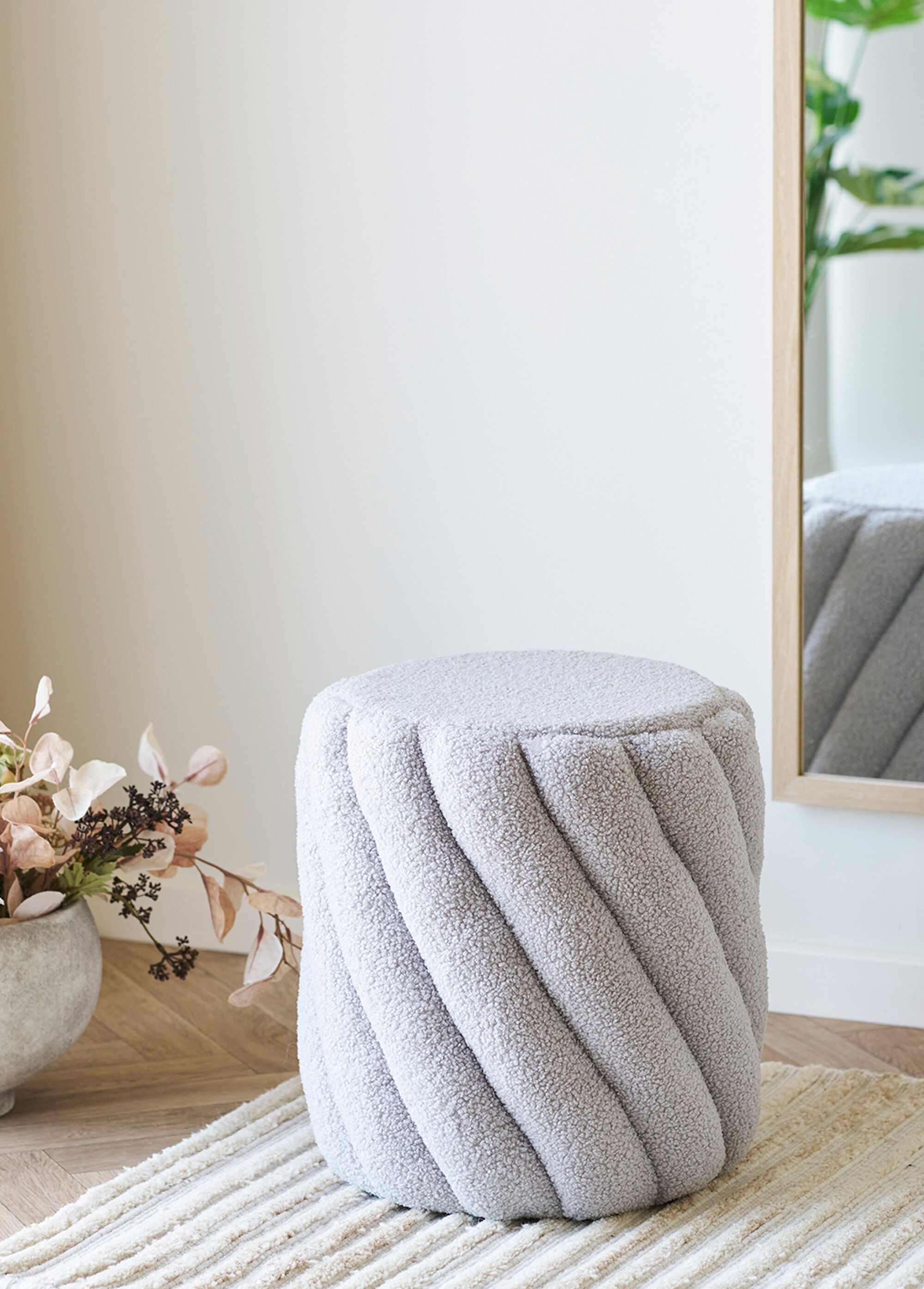 Pouf maille bouclette, effet torsadé GRIS HN-1501102 SI1