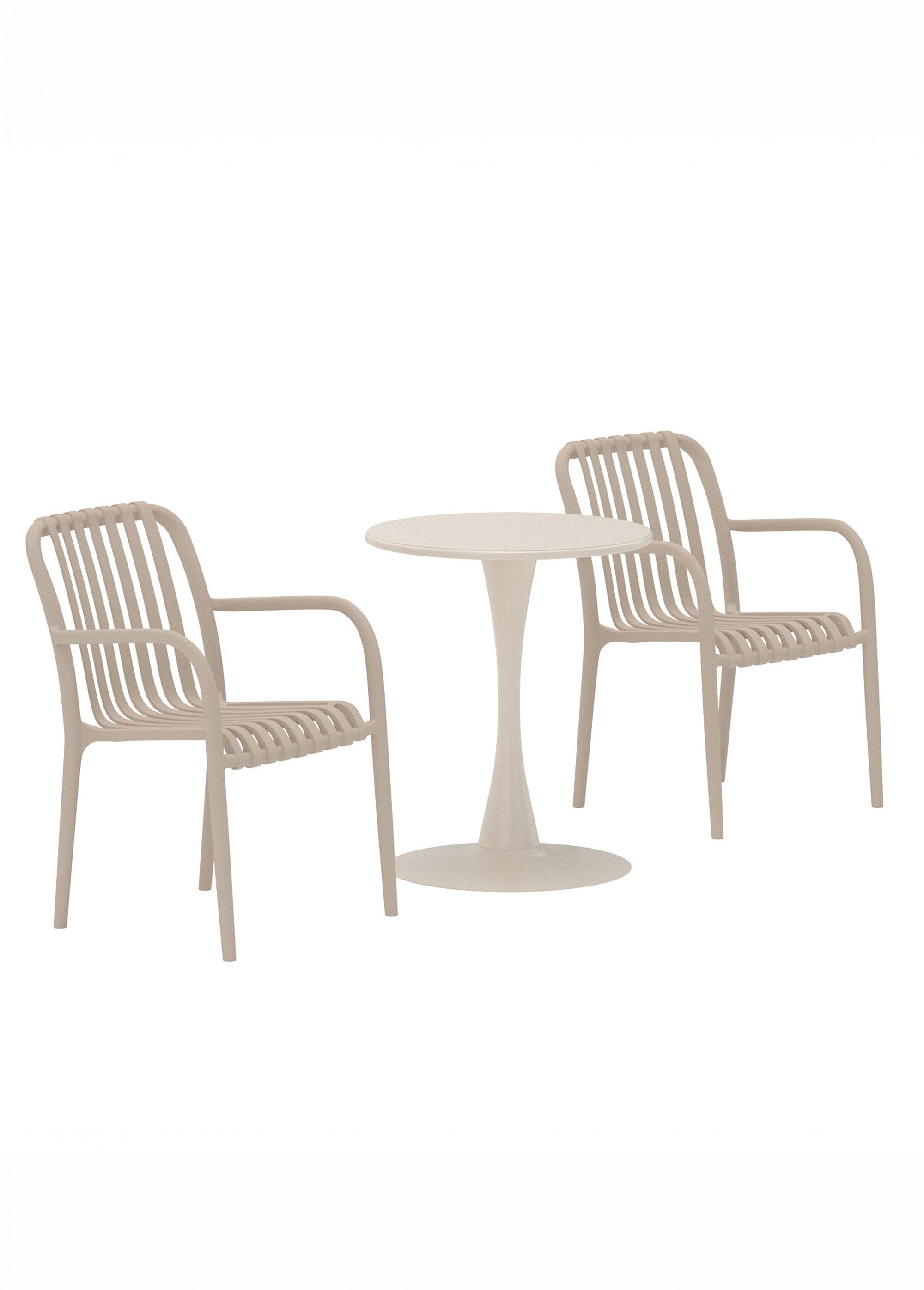 Salon de jardin 2 fauteuils + 1 table BEIGE VEN-9895-222 FA1