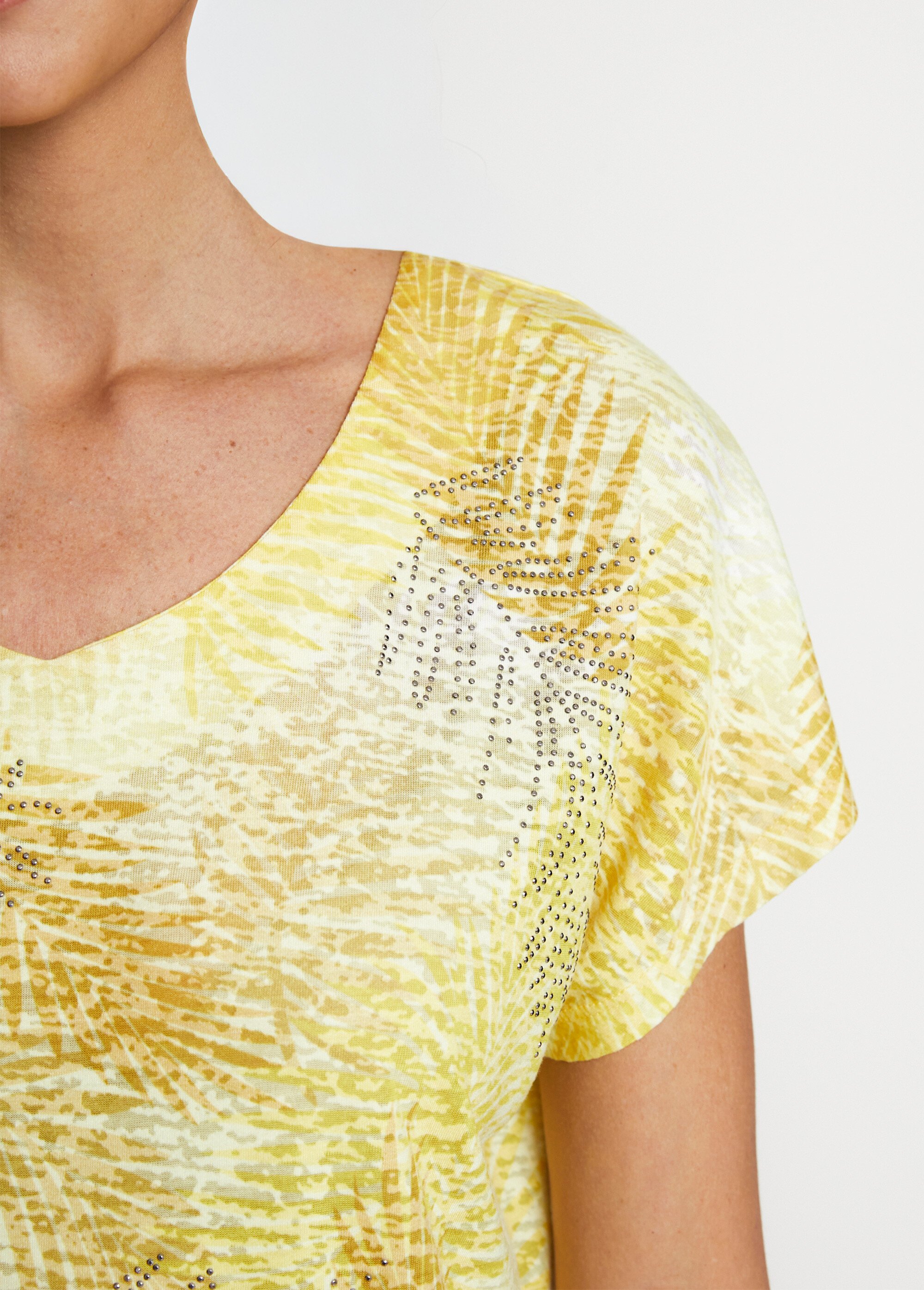 T-shirt imprimé court maille dévorée
