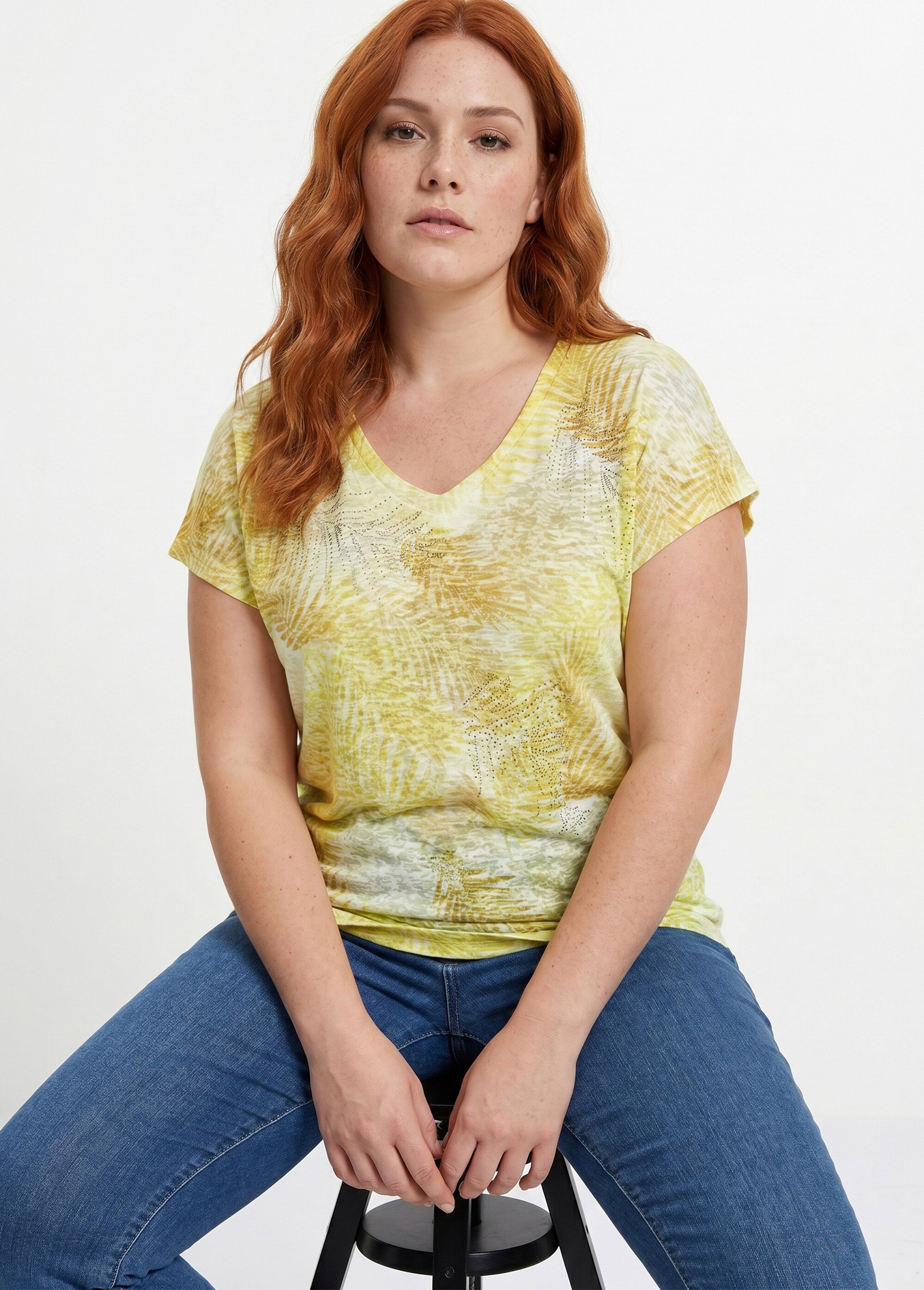 T-shirt imprimé court maille dévorée