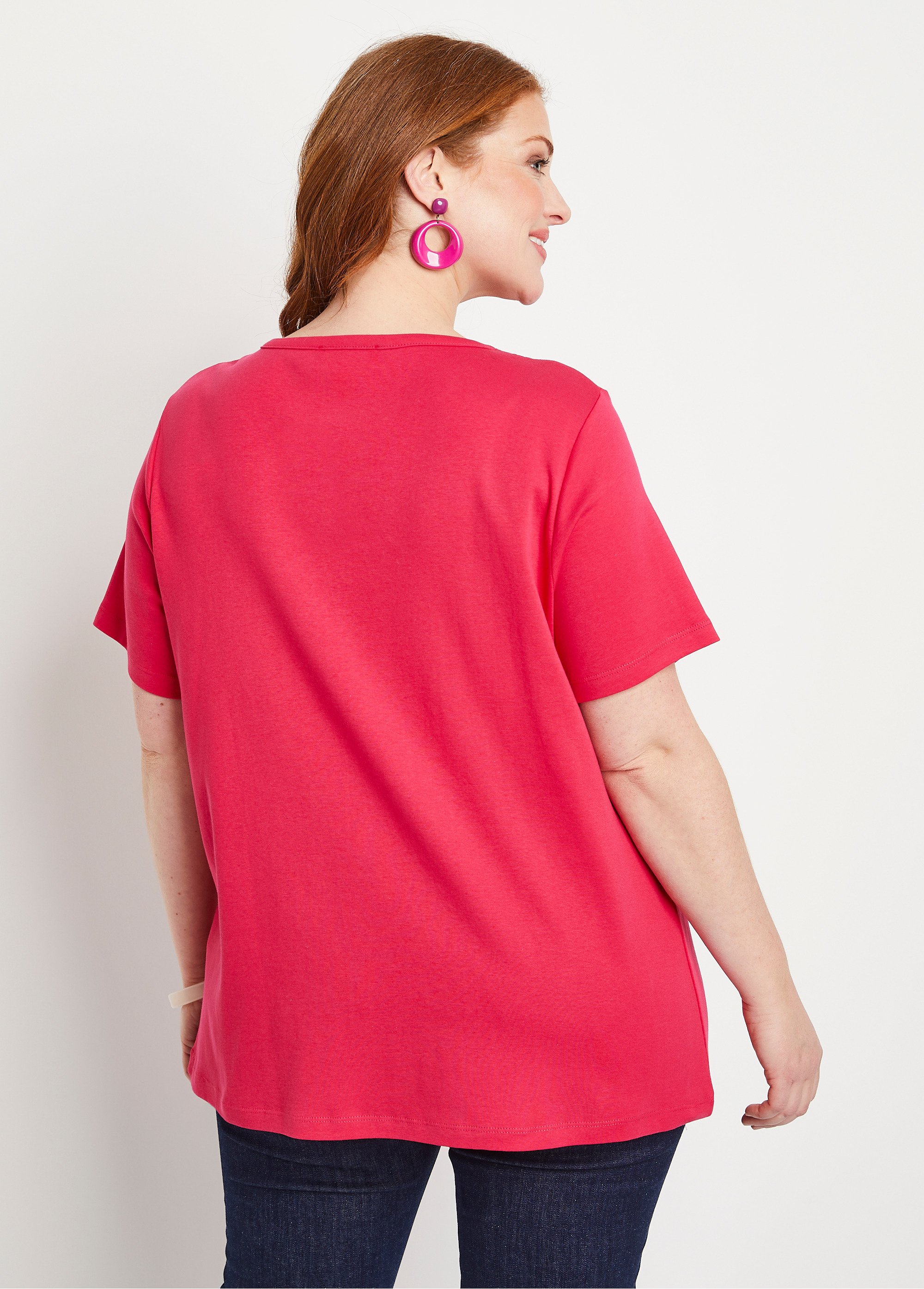 T-shirt long boutonné broderie anglaise