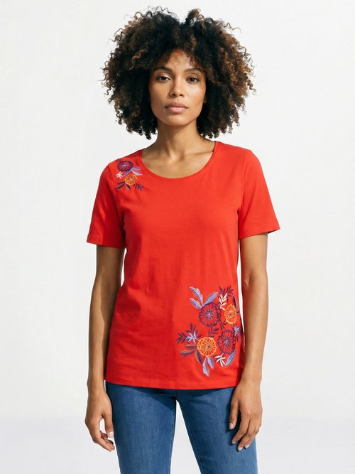 T-shirt manches courtes brodé ou imprimé Femme Orange CAMPEAUX FA1