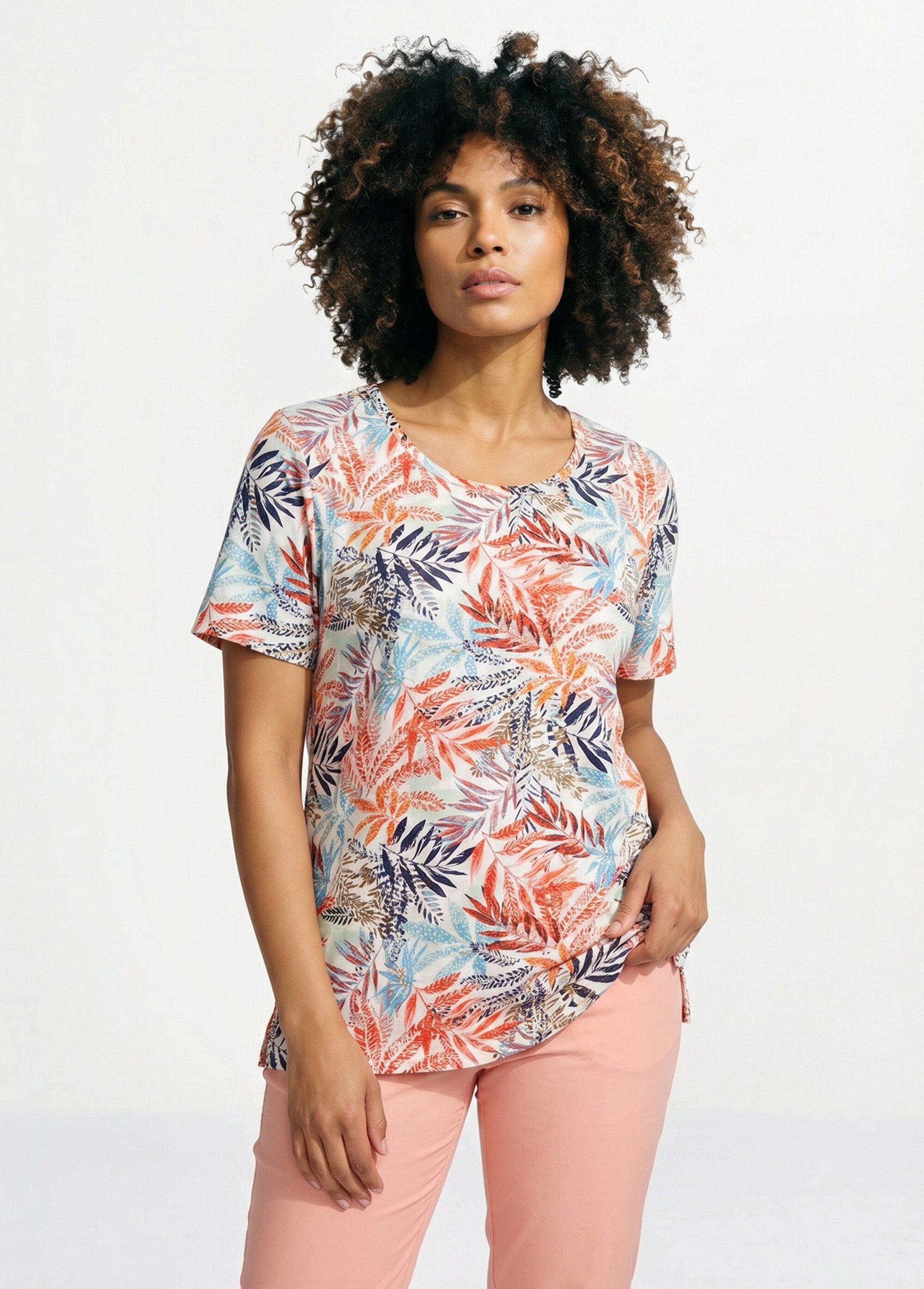 T-shirt manches courtes brodé ou imprimé Femme Orange CAMPEAUX FA1