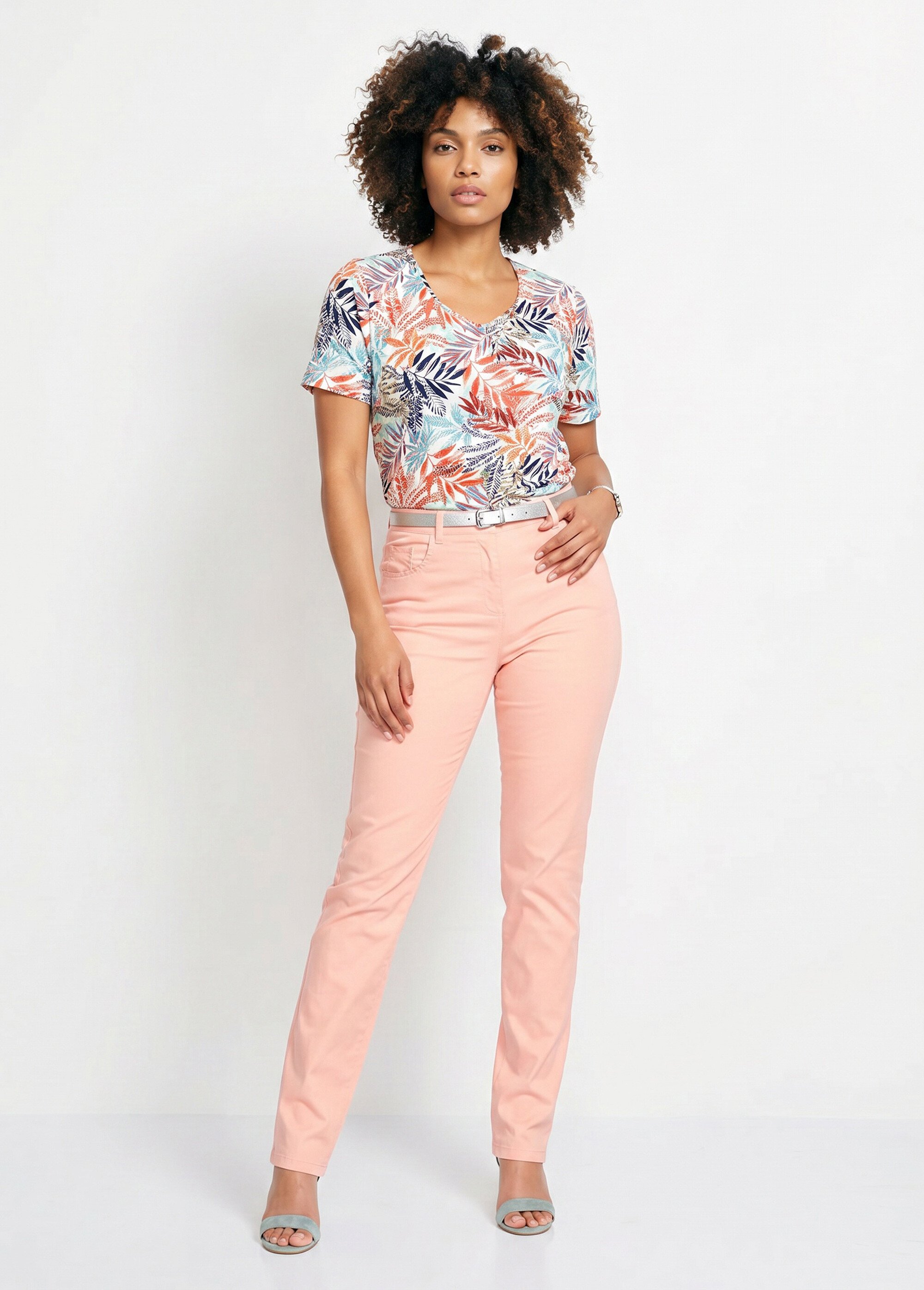 T-shirt manches courtes brodé ou imprimé Femme Orange CAMPEAUX SI1
