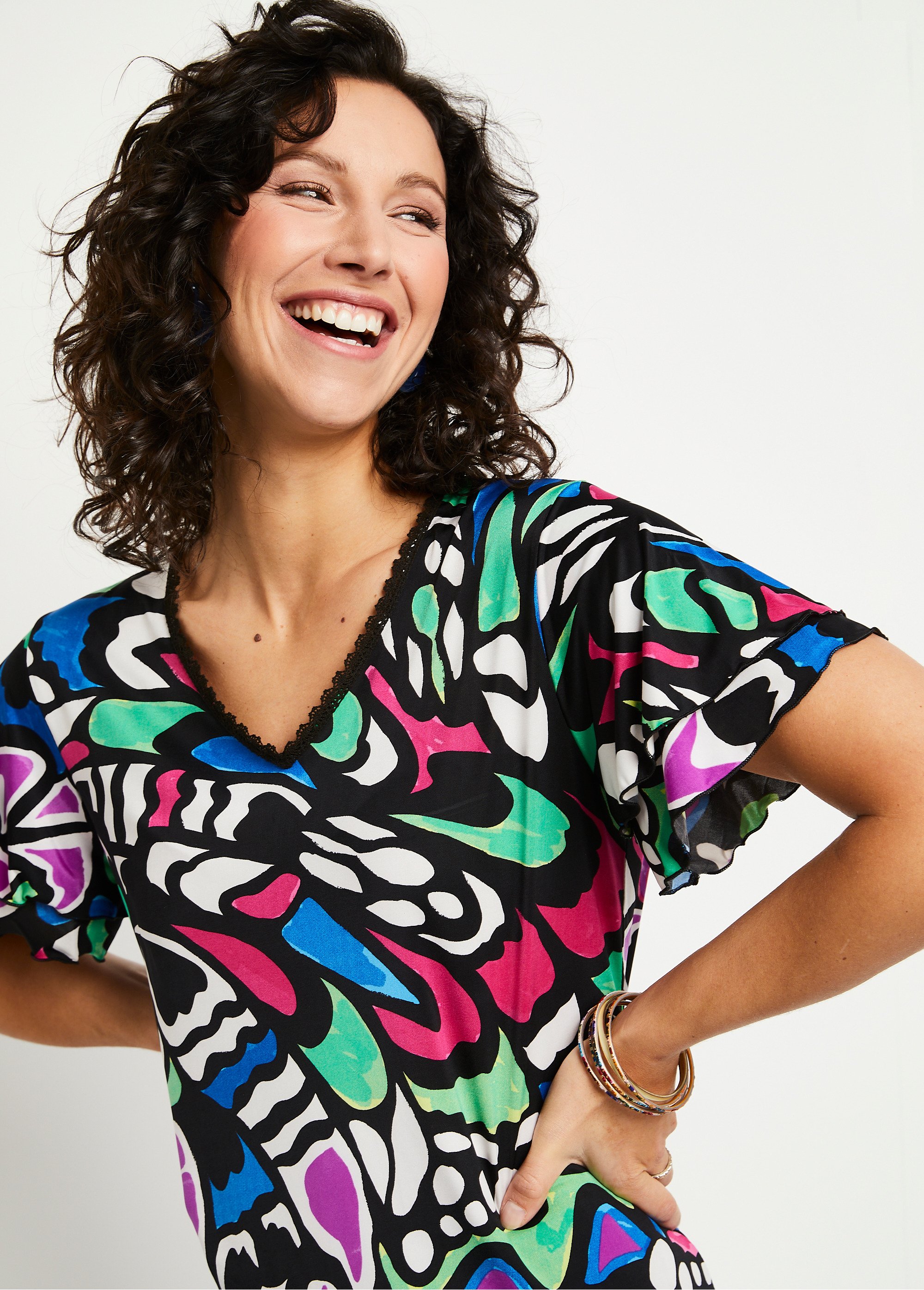 T-shirt manches courtes volantées