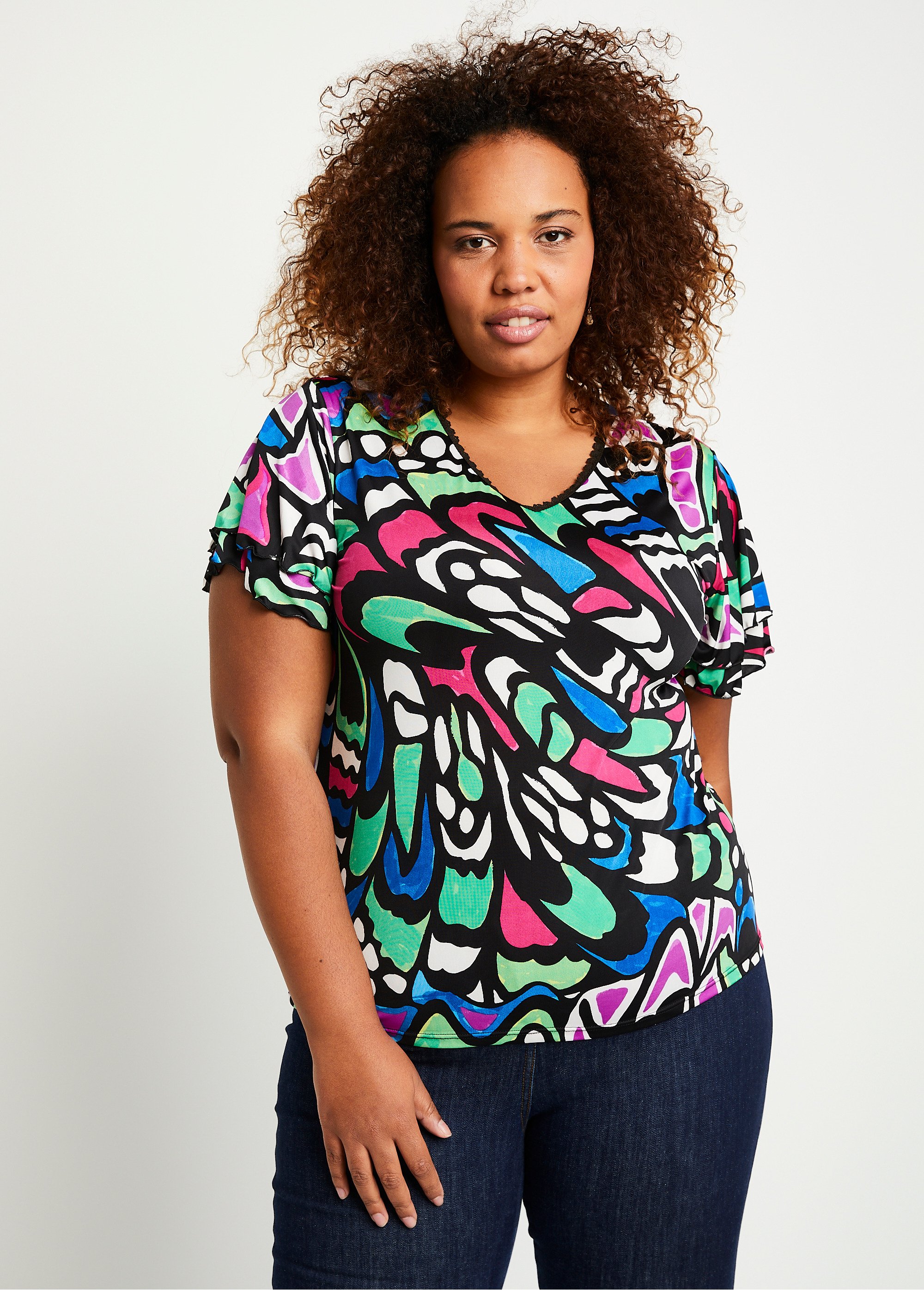 T-shirt manches courtes volantées