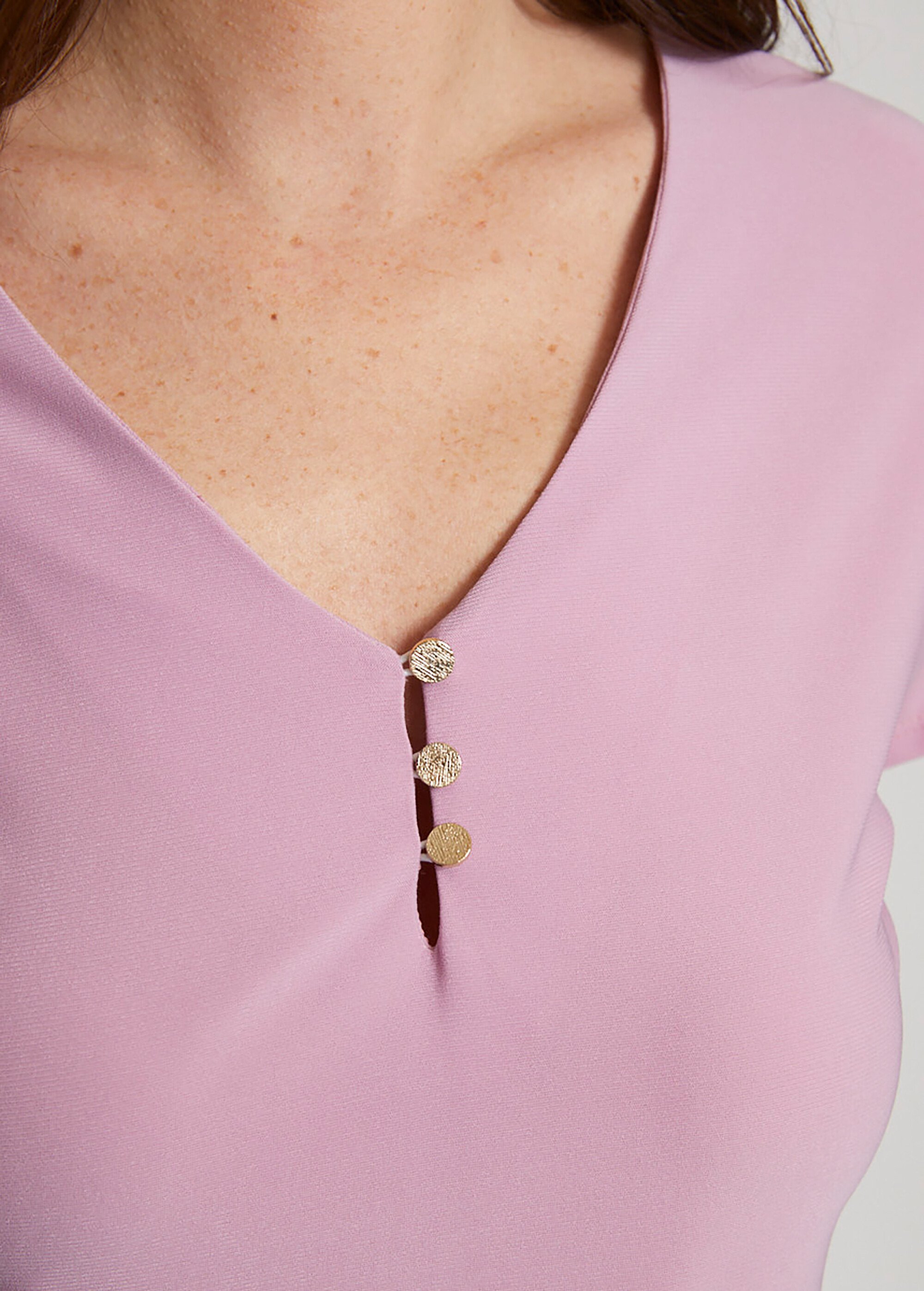 Tee-shirt col V boutonné manches kimono