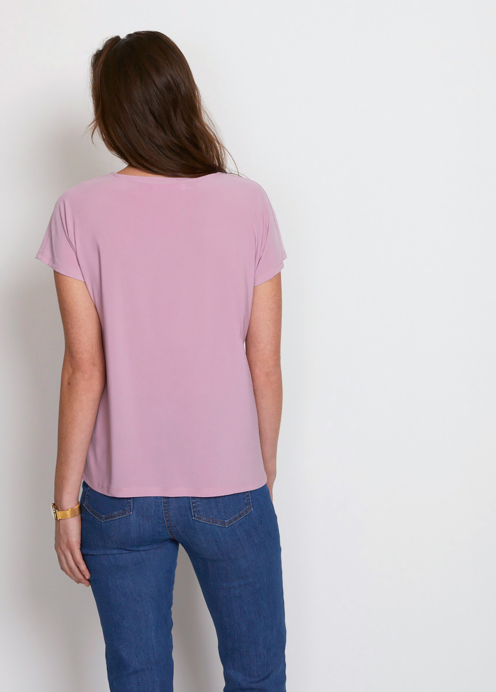 Tee-shirt col V boutonné manches kimono