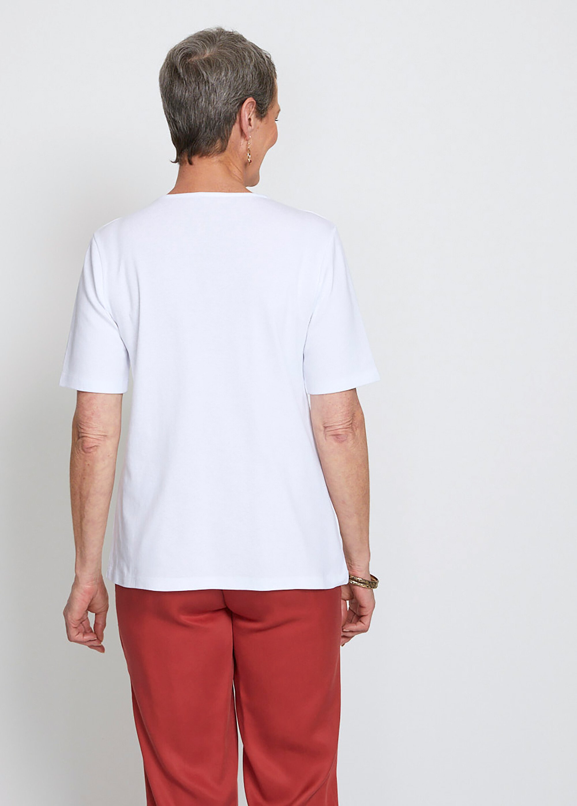 Tee-shirt encolure brodée manches courtes