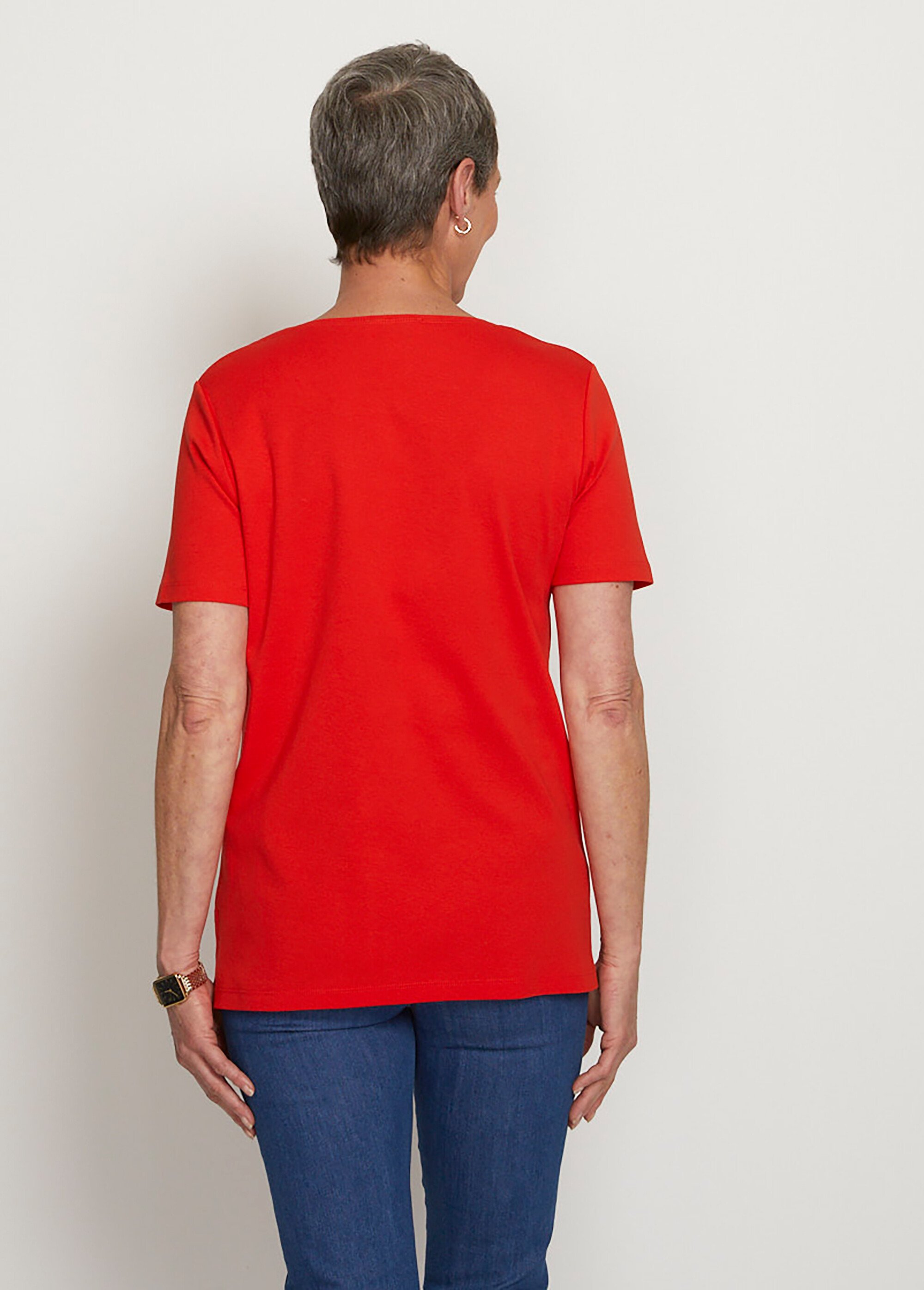 T-shirt manches courtes brodé ou imprimé Femme Orange CAMPEAUX DO1