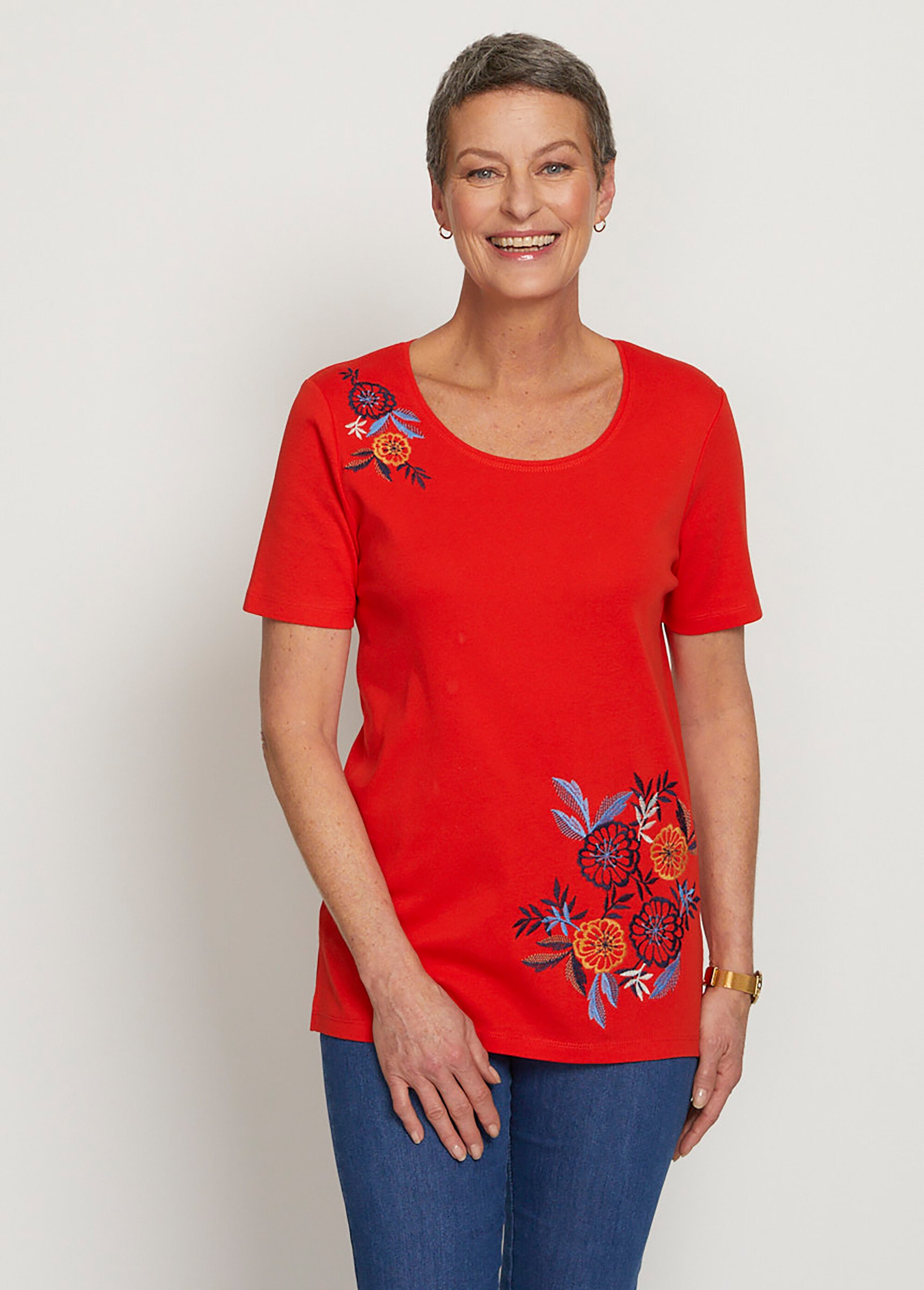 T-shirt manches courtes brodé ou imprimé Femme Orange CAMPEAUX FA1