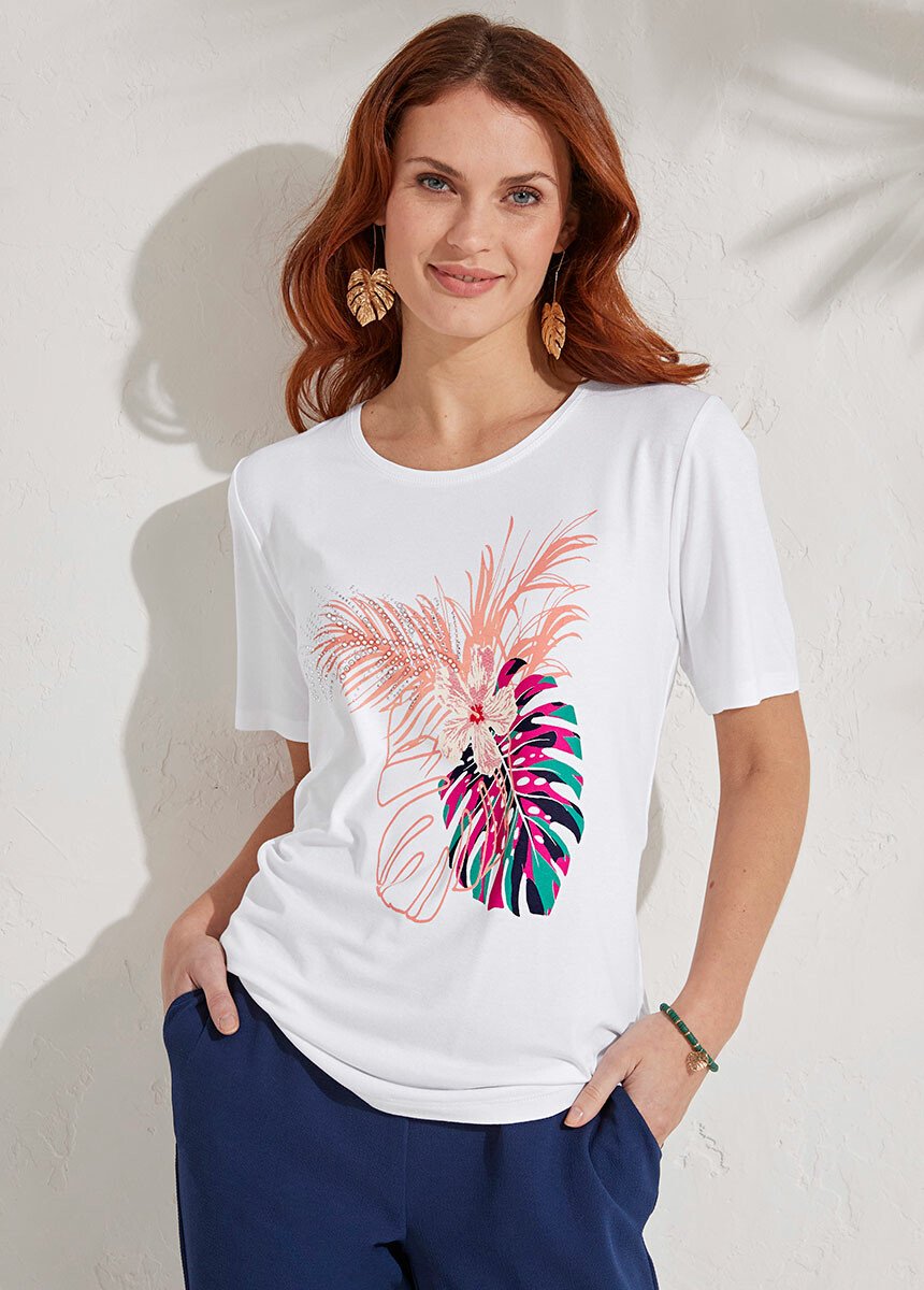Tee-shirt manches courtes motif strassé