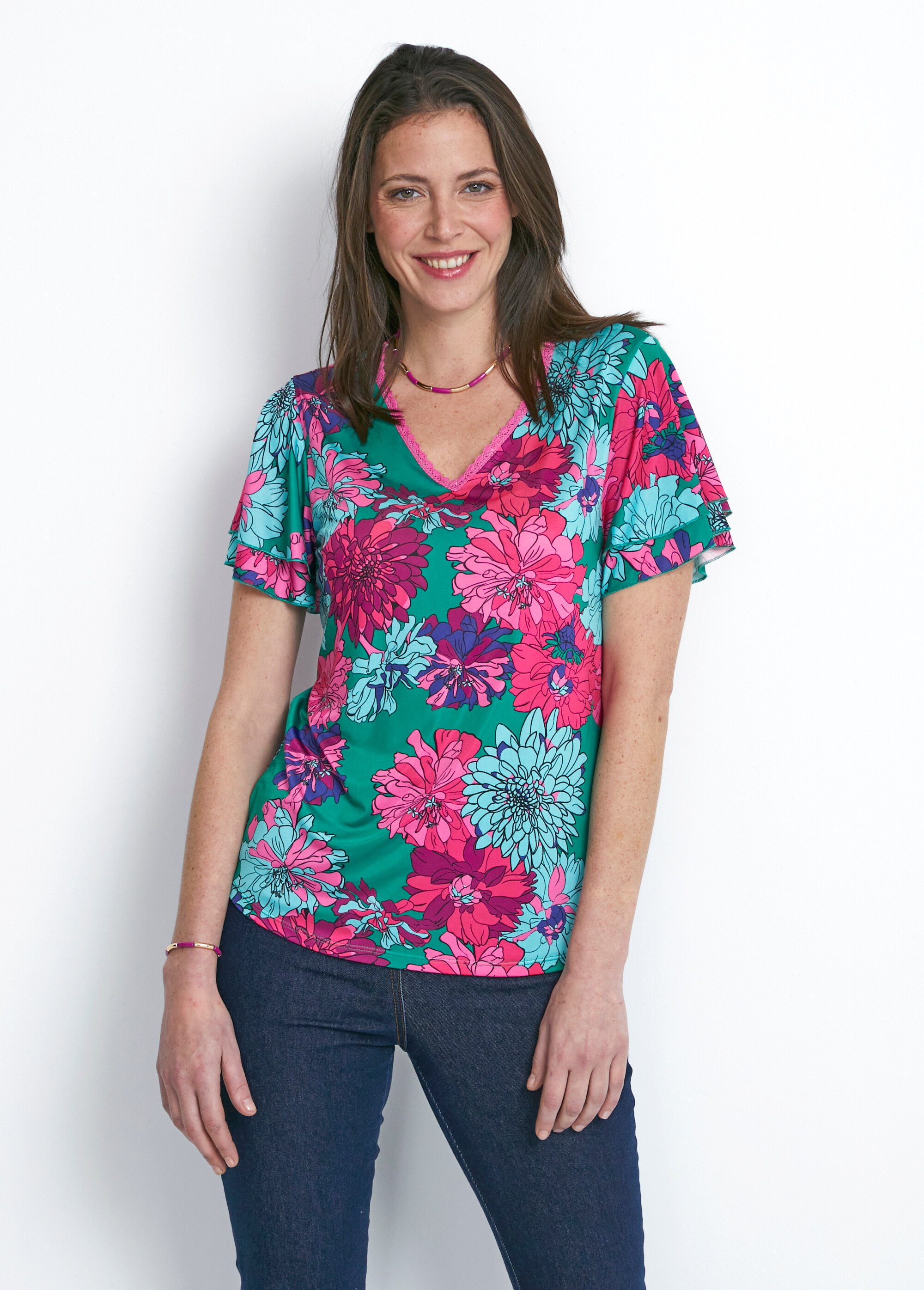 T-shirt manches courtes volantées