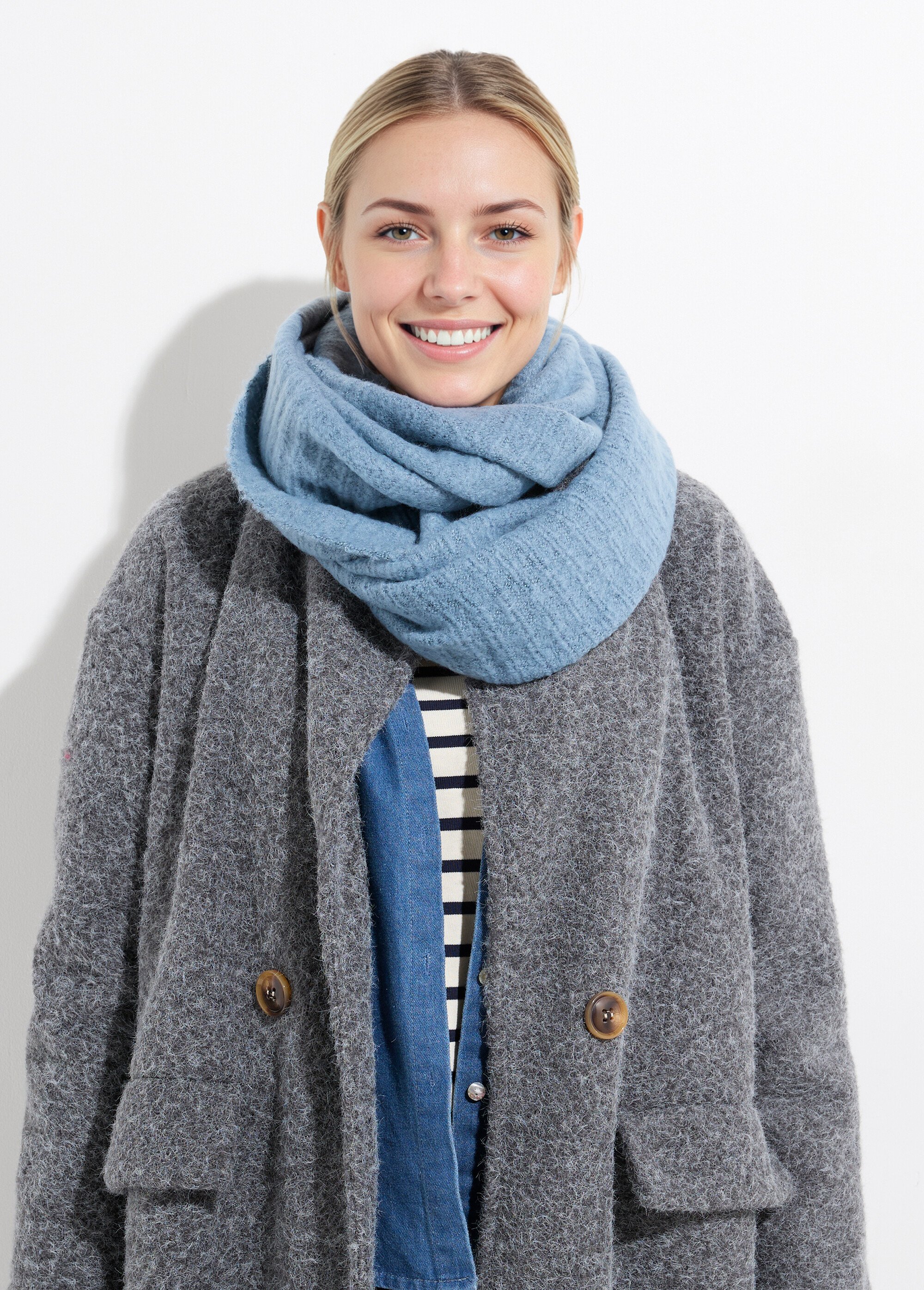 Tour de cous snood en maille mousseuse Femme Bleu TOPJC25292 FA1