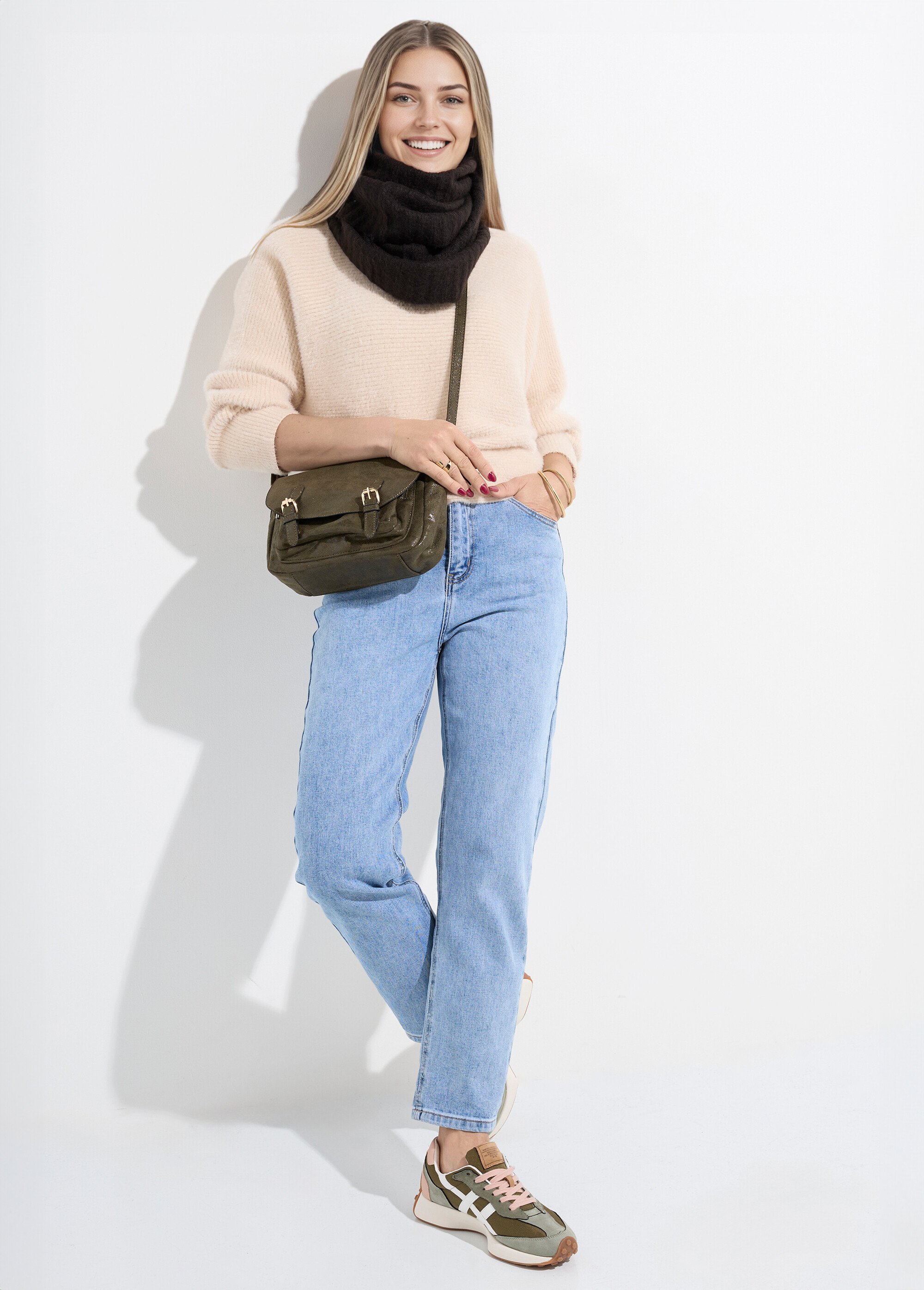 Tour de cous snood en maille mousseuse Femme Noir TOPJC25292 SI1