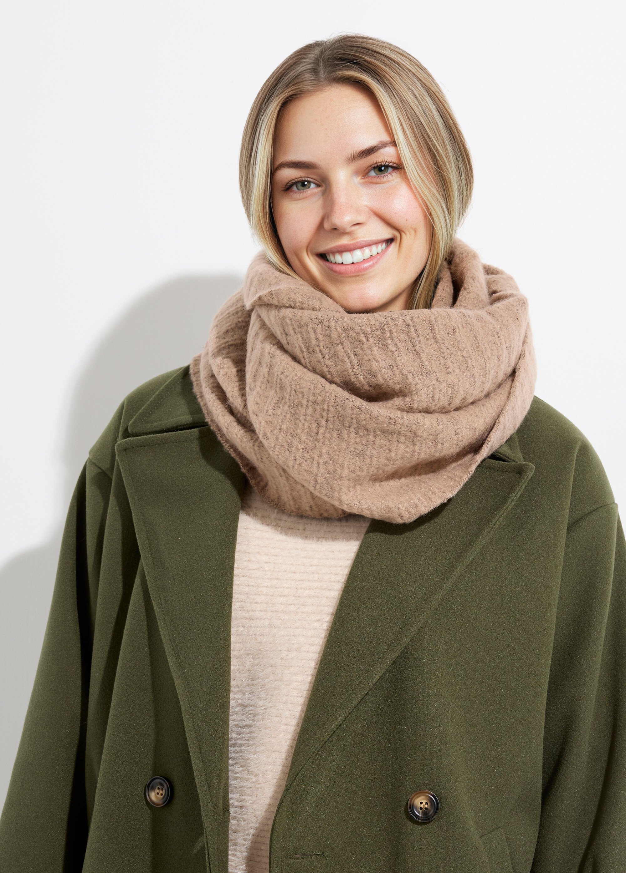 Tour de cous snood en maille mousseuse Femme Marron TOPJC25292 FA1