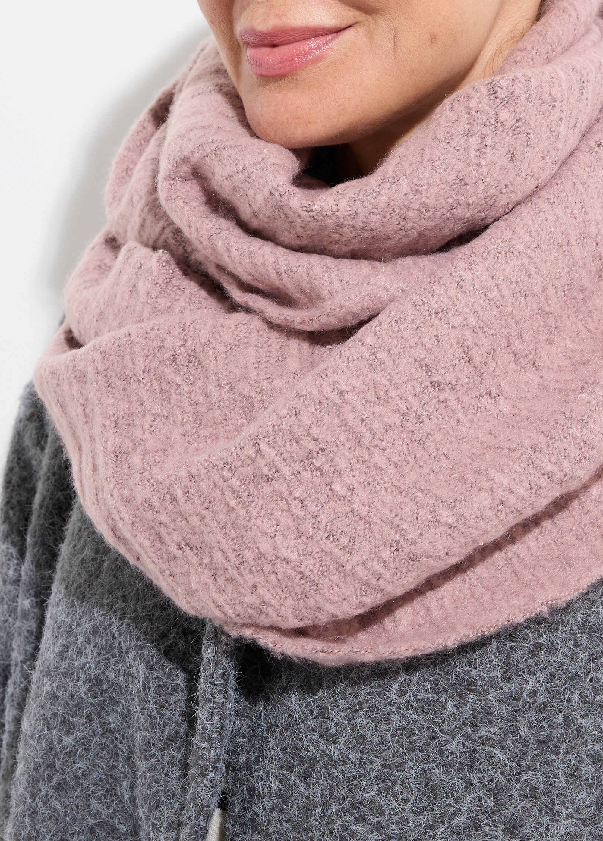 Tour de cous snood en maille mousseuse Femme Rose TOPJC25292 DE1